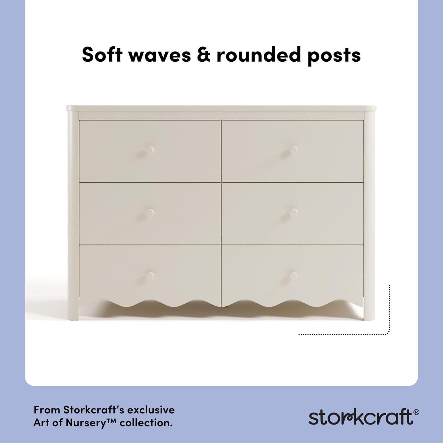 imageStorkcraft Casablanca 3 Drawer Chest with Removable Changing Topper Frosted Oat GREENGUARD Gold Certified Wood Dresser for Baby ampamp Kids Interlocking Drawer System for SafetyFrosted Oat