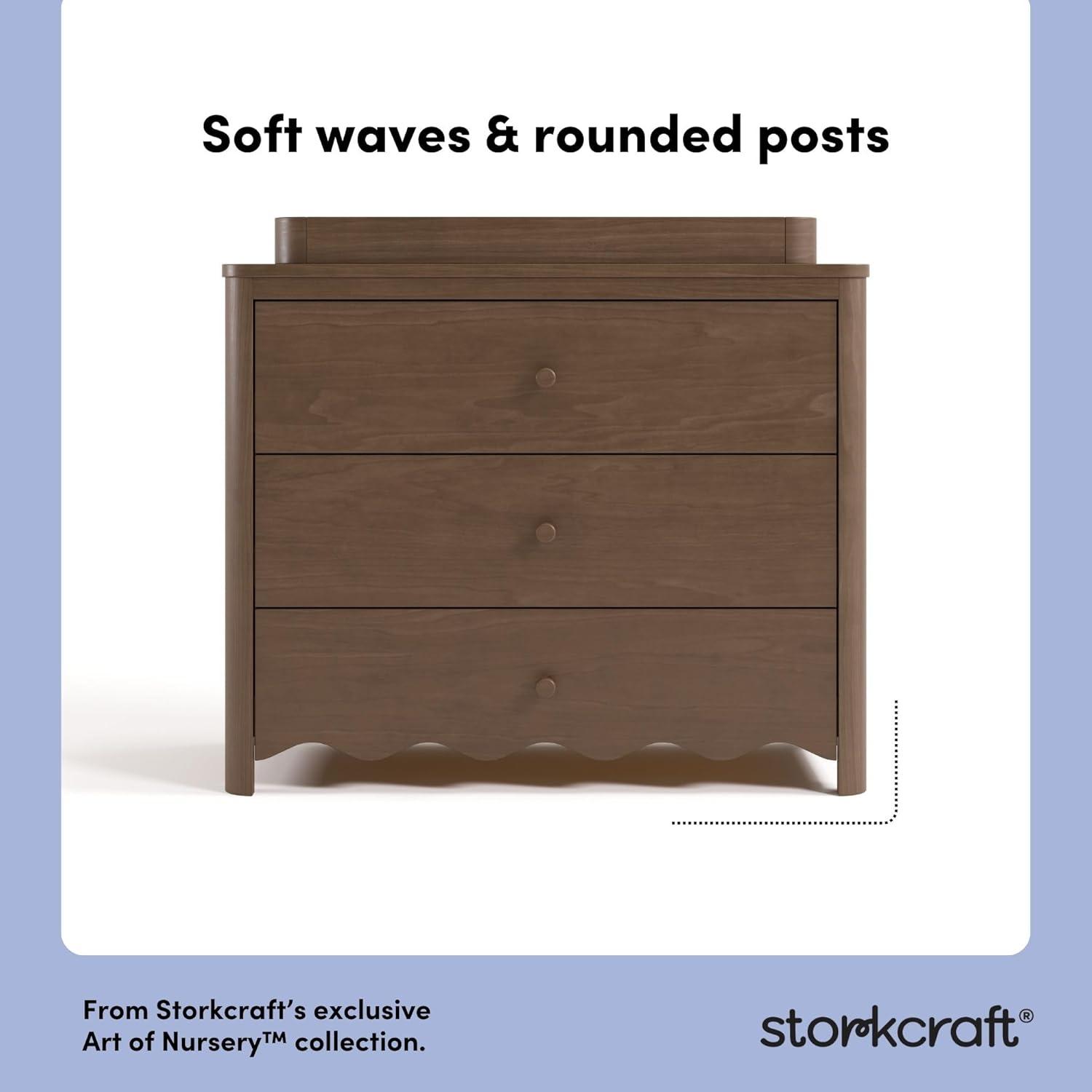 imageStorkcraft Casablanca 3 Drawer Chest with Removable Changing Topper Frosted Oat GREENGUARD Gold Certified Wood Dresser for Baby ampamp Kids Interlocking Drawer System for SafetyHazelnut