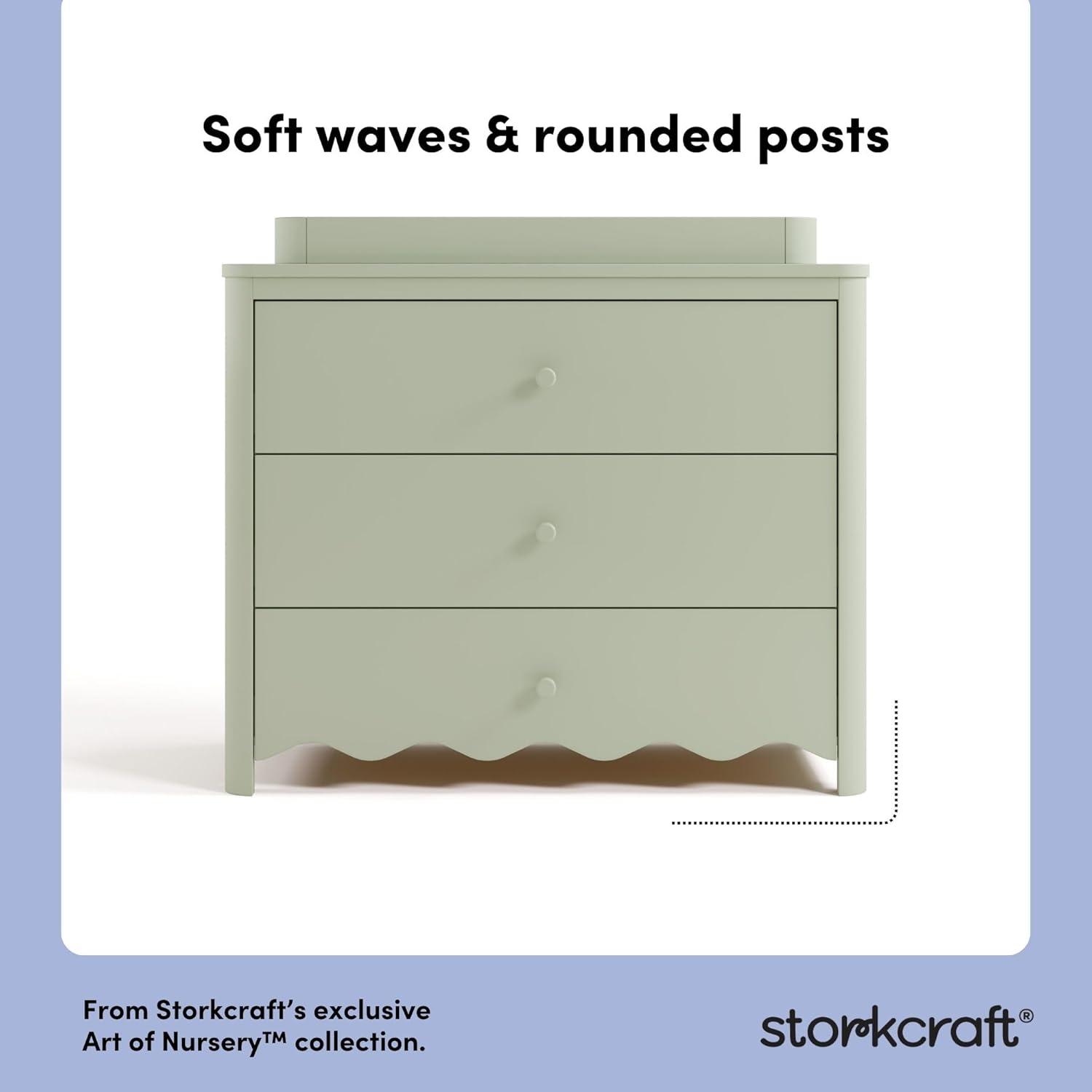 imageStorkcraft Casablanca 3 Drawer Chest with Removable Changing Topper Frosted Oat GREENGUARD Gold Certified Wood Dresser for Baby ampamp Kids Interlocking Drawer System for SafetySage