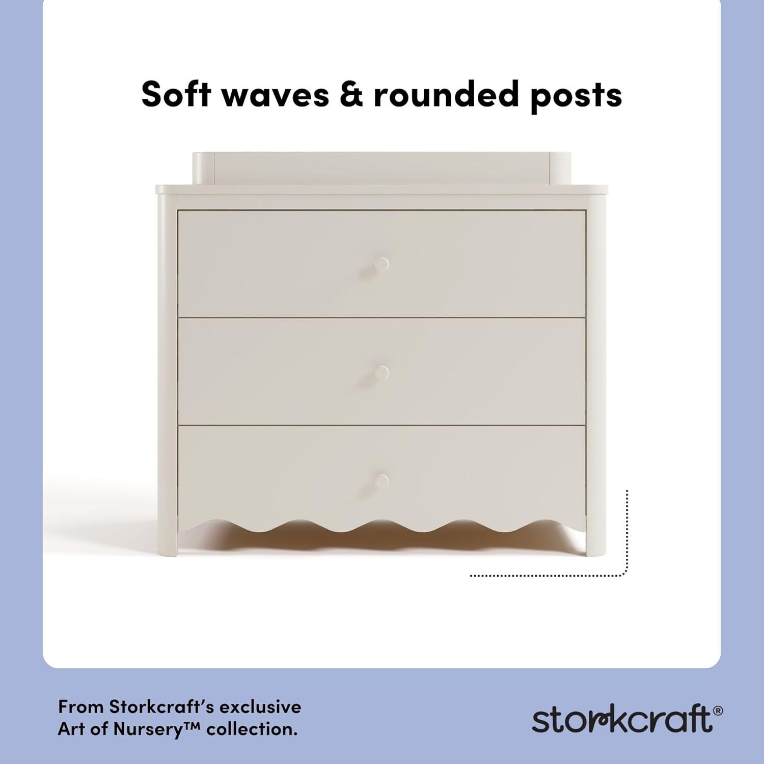 imageStorkcraft Casablanca 3 Drawer Chest with Removable Changing Topper Frosted Oat GREENGUARD Gold Certified Wood Dresser for Baby ampamp Kids Interlocking Drawer System for SafetyFrosted Oat