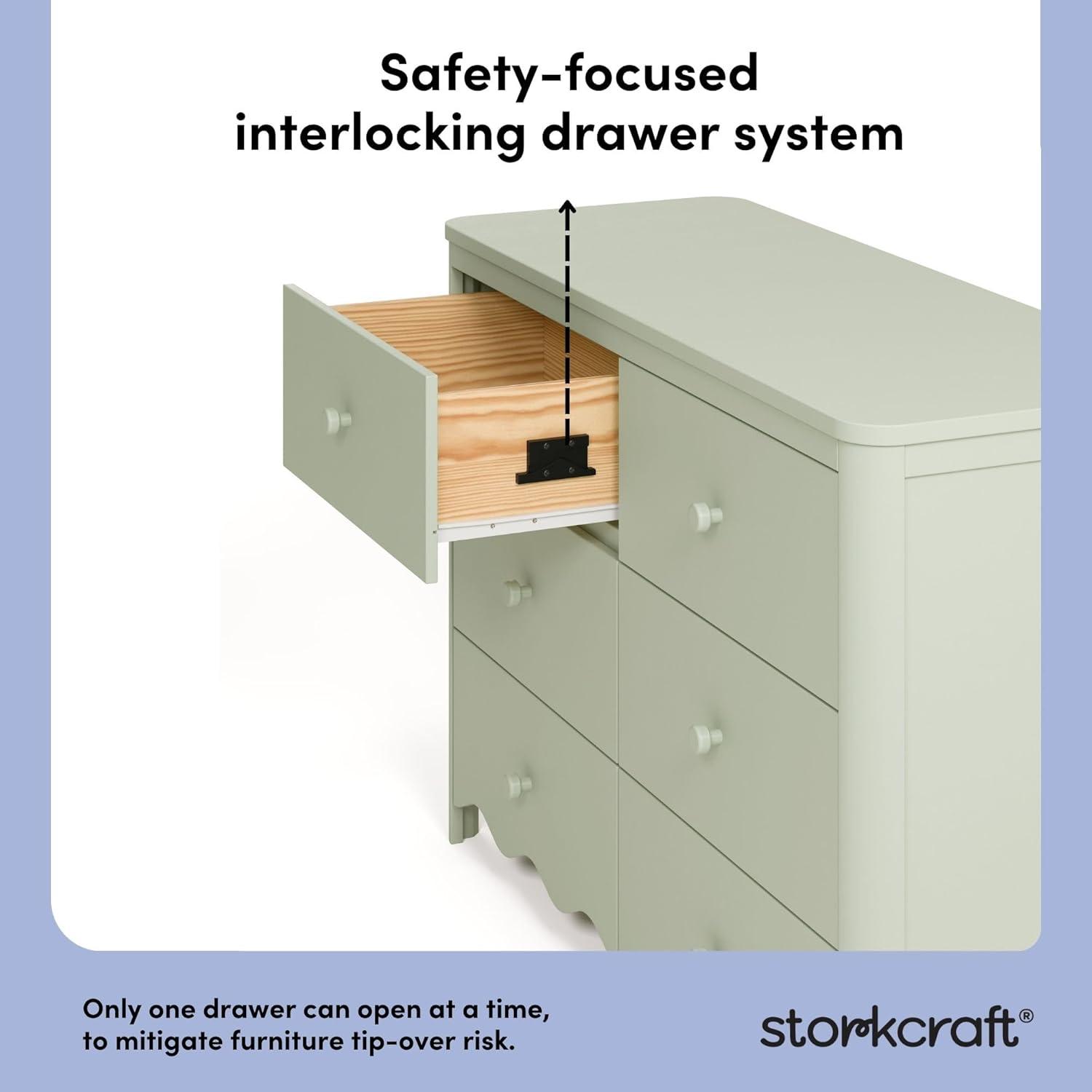 imageStorkcraft Casablanca 3 Drawer Chest with Removable Changing Topper Frosted Oat GREENGUARD Gold Certified Wood Dresser for Baby ampamp Kids Interlocking Drawer System for SafetySage