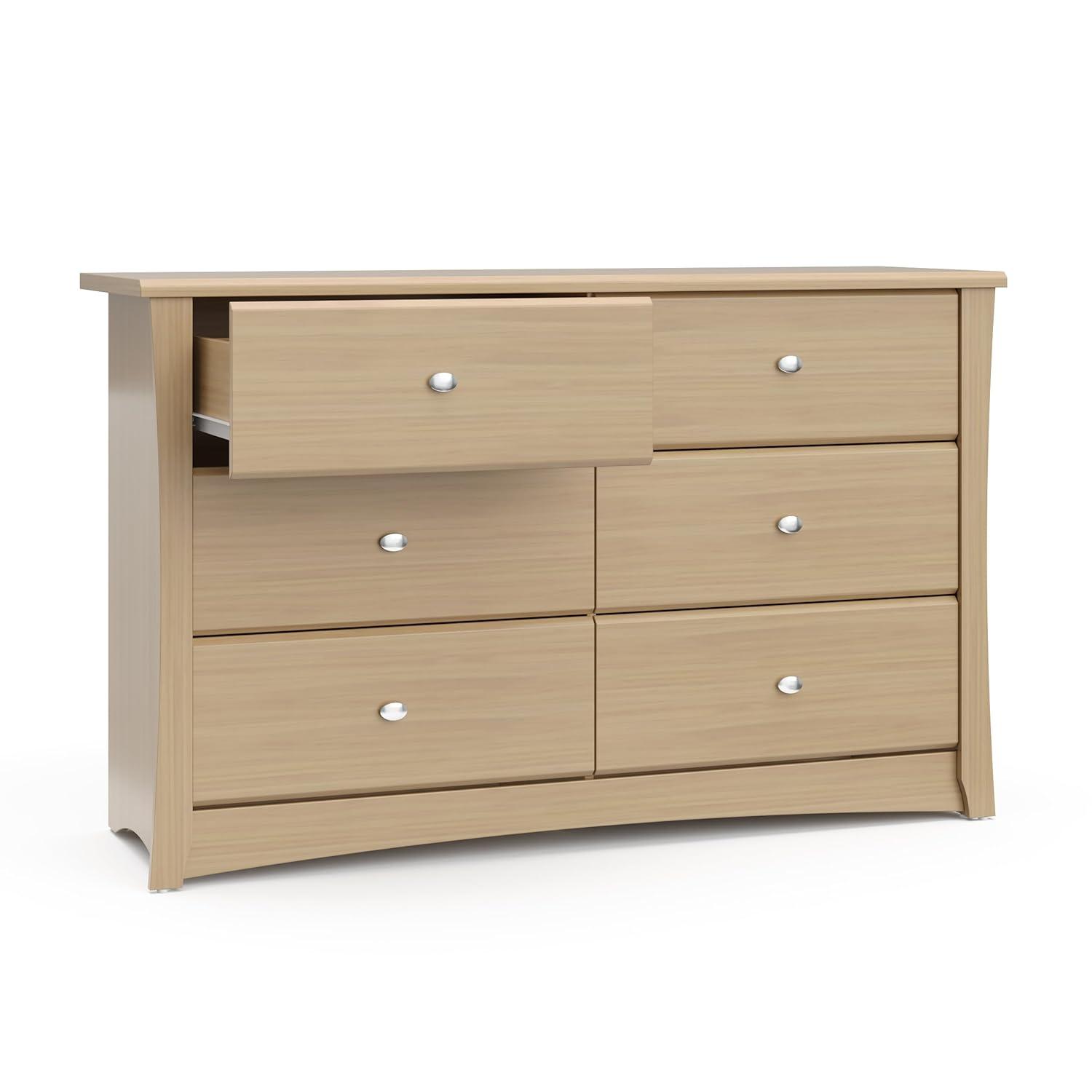 imageStorkcraft Crescent 6Drawer Dresser White GREENGUARD Gold Certified White Dresser for Bedroom Kids ampamp Nursery Storage Chest Safety Interlocking Drawers PreInstalled Tracks Kids ChestDriftwood