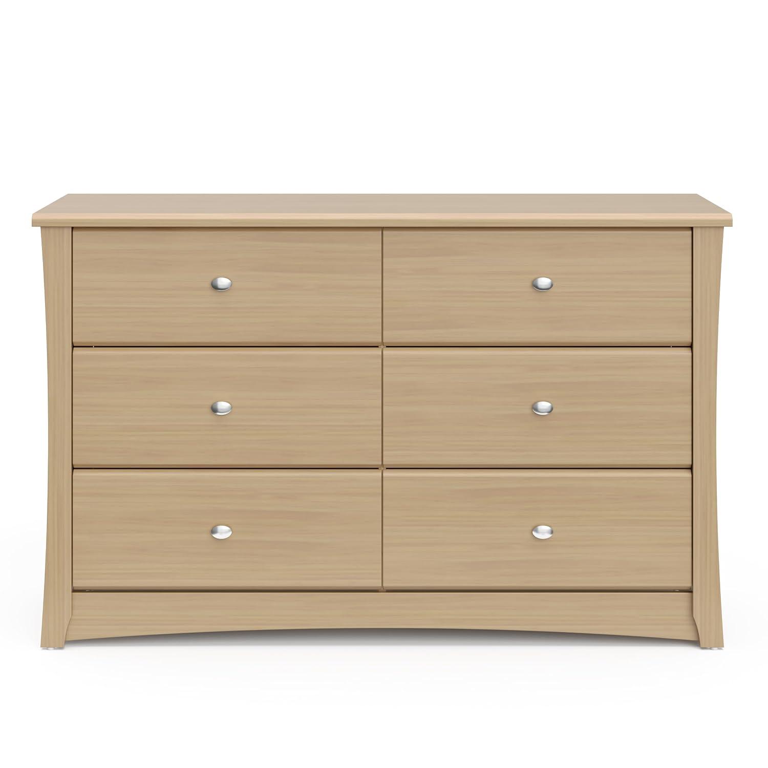 imageStorkcraft Crescent 6Drawer Dresser White GREENGUARD Gold Certified White Dresser for Bedroom Kids ampamp Nursery Storage Chest Safety Interlocking Drawers PreInstalled Tracks Kids ChestDriftwood