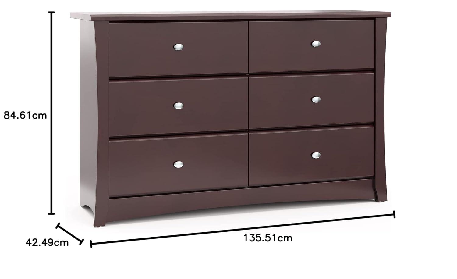 imageStorkcraft Crescent 6Drawer Dresser White GREENGUARD Gold Certified White Dresser for Bedroom Kids ampamp Nursery Storage Chest Safety Interlocking Drawers PreInstalled Tracks Kids ChestEspresso