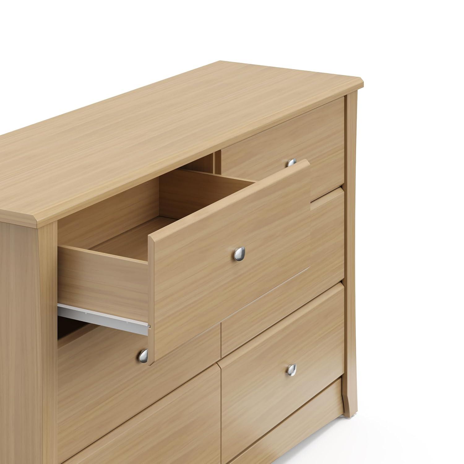 imageStorkcraft Crescent 6Drawer Dresser White GREENGUARD Gold Certified White Dresser for Bedroom Kids ampamp Nursery Storage Chest Safety Interlocking Drawers PreInstalled Tracks Kids ChestDriftwood