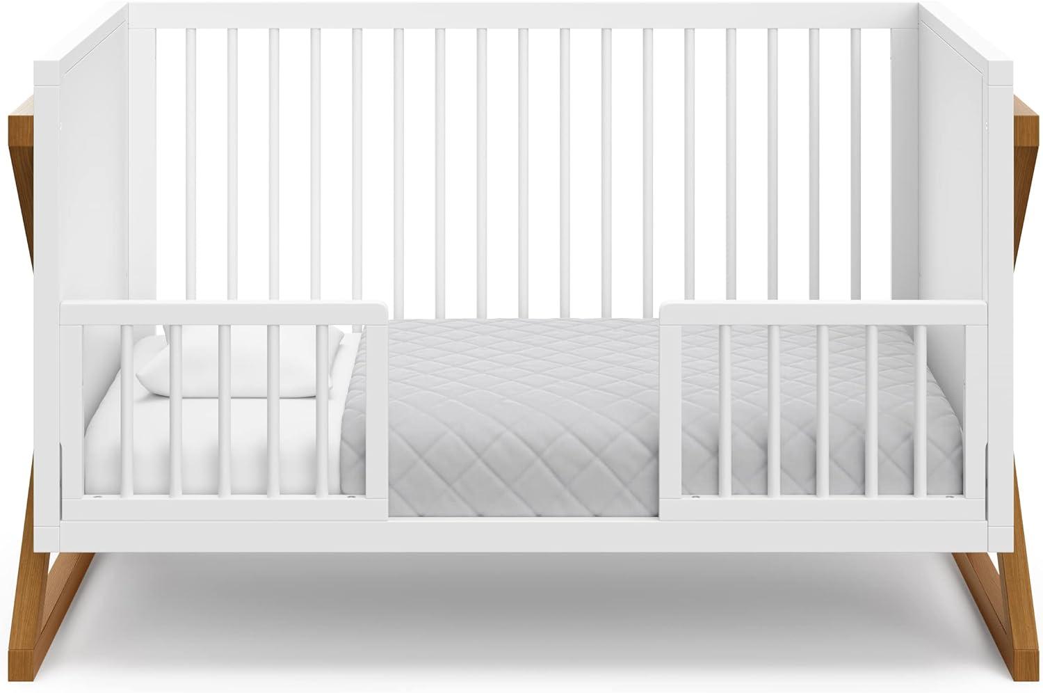 imageStorkcraft Equinox GrowwithMe Convertible Crib White ampamp Vintage Driftwood GREENGUARD Gold Certified Converts to Toddler Bed ampamp Daybed Fits Standard Crib MattressWhiteVintage Driftwood
