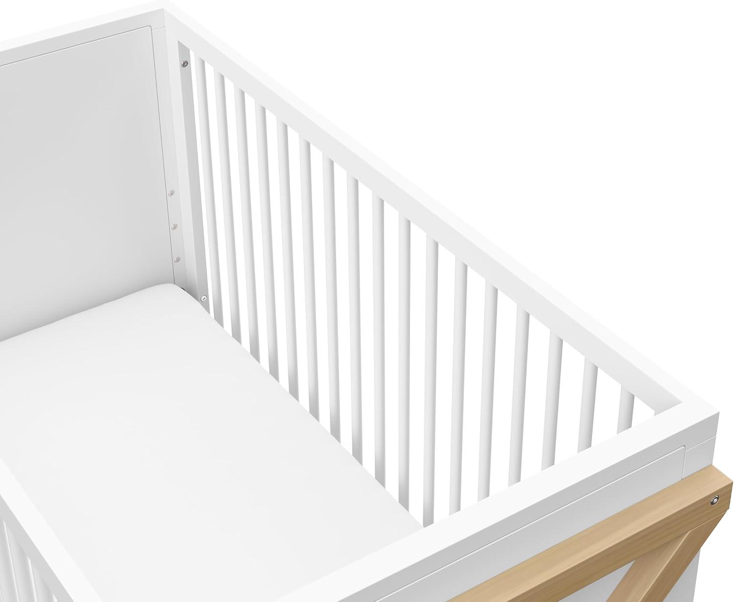 imageStorkcraft Equinox GrowwithMe Convertible Crib White ampamp Vintage Driftwood GREENGUARD Gold Certified Converts to Toddler Bed ampamp Daybed Fits Standard Crib MattressWhiteDriftwood