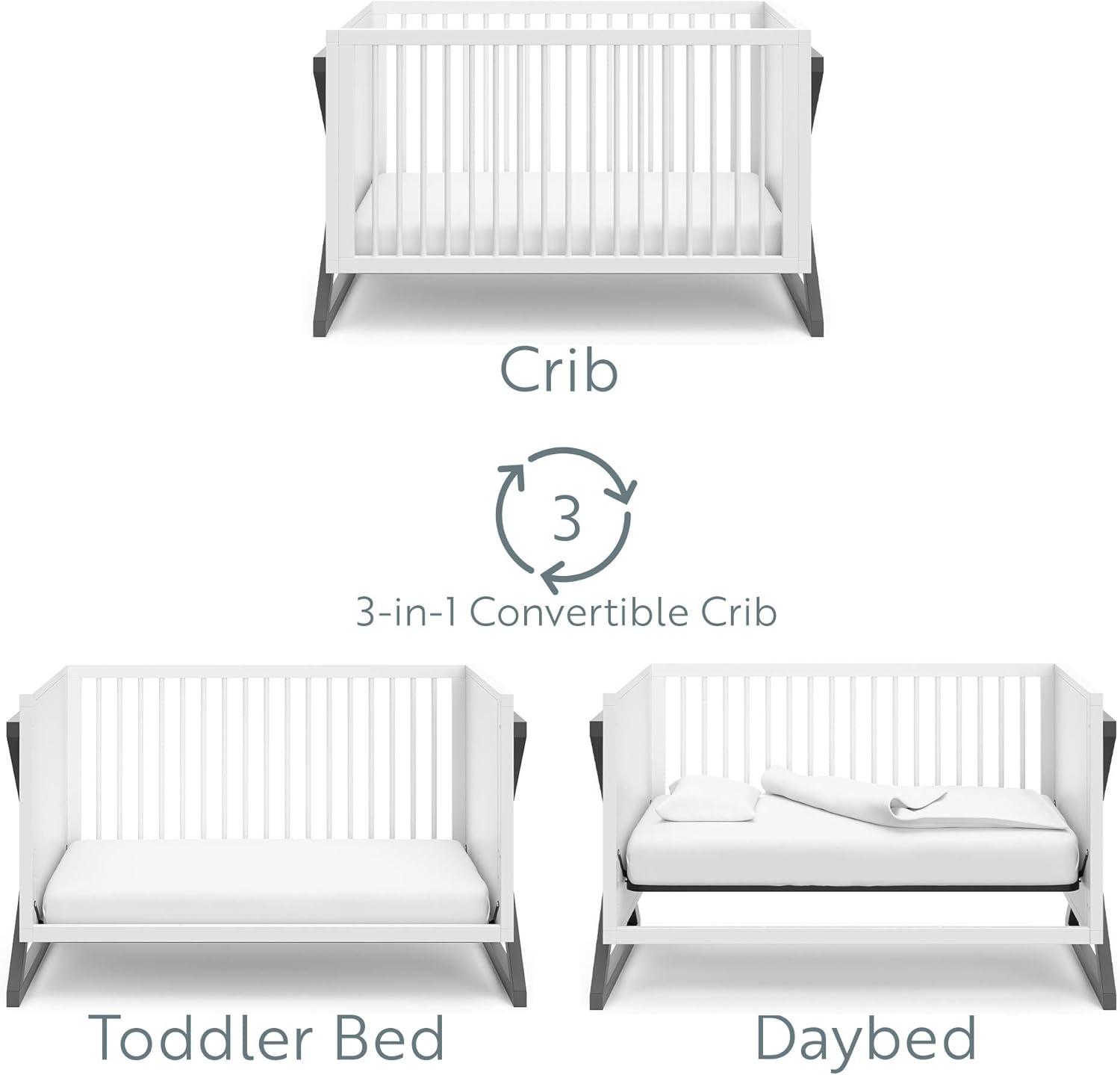 imageStorkcraft Equinox GrowwithMe Convertible Crib White ampamp Vintage Driftwood GREENGUARD Gold Certified Converts to Toddler Bed ampamp Daybed Fits Standard Crib MattressWhiteGray