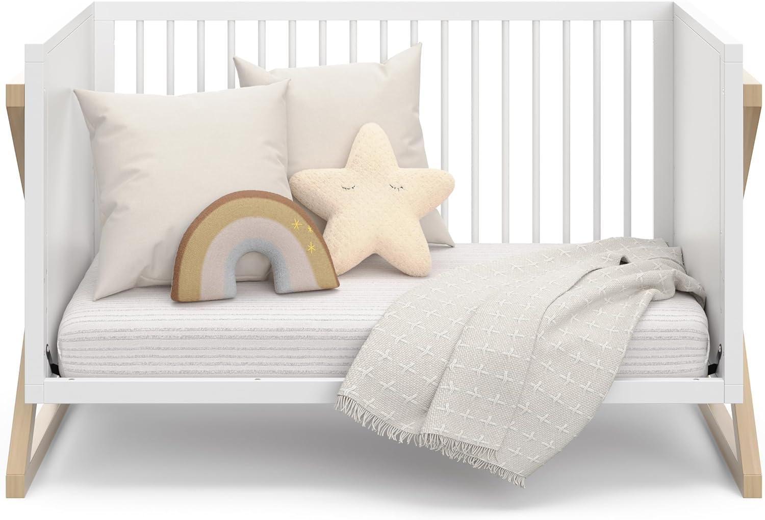 imageStorkcraft Equinox GrowwithMe Convertible Crib White ampamp Vintage Driftwood GREENGUARD Gold Certified Converts to Toddler Bed ampamp Daybed Fits Standard Crib MattressWhiteDriftwood