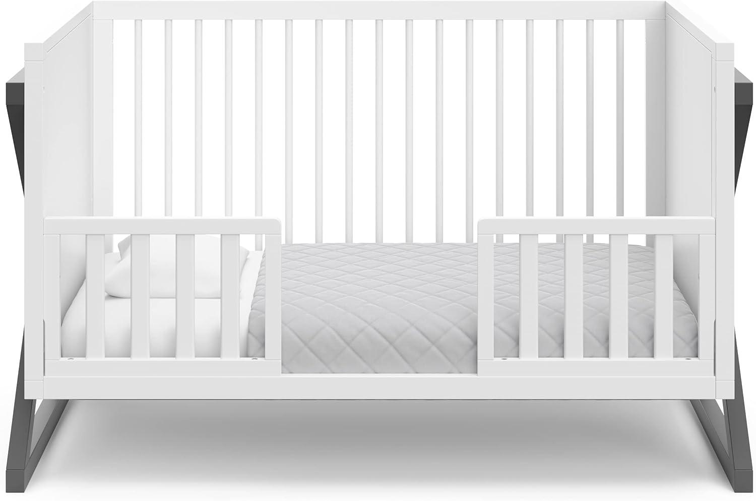 imageStorkcraft Equinox GrowwithMe Convertible Crib White ampamp Vintage Driftwood GREENGUARD Gold Certified Converts to Toddler Bed ampamp Daybed Fits Standard Crib MattressWhiteGray