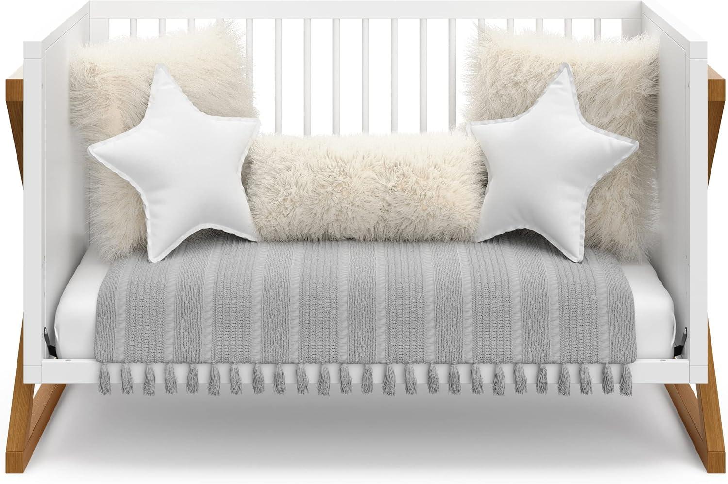 imageStorkcraft Equinox GrowwithMe Convertible Crib White ampamp Vintage Driftwood GREENGUARD Gold Certified Converts to Toddler Bed ampamp Daybed Fits Standard Crib MattressWhiteVintage Driftwood