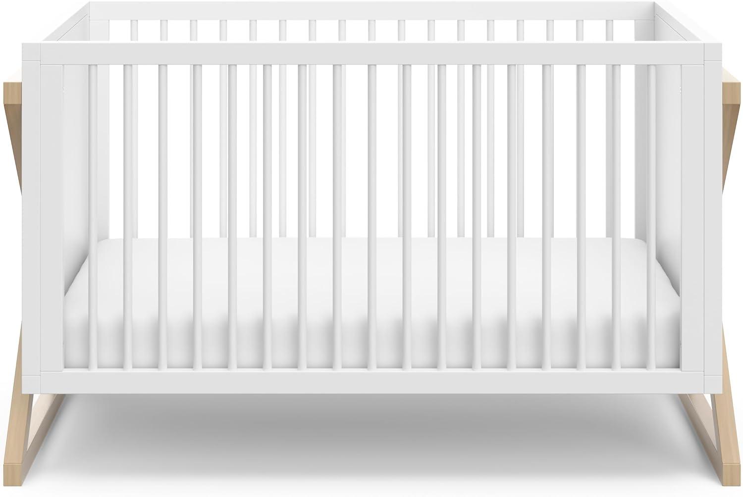 imageStorkcraft Equinox GrowwithMe Convertible Crib White ampamp Vintage Driftwood GREENGUARD Gold Certified Converts to Toddler Bed ampamp Daybed Fits Standard Crib MattressWhiteDriftwood