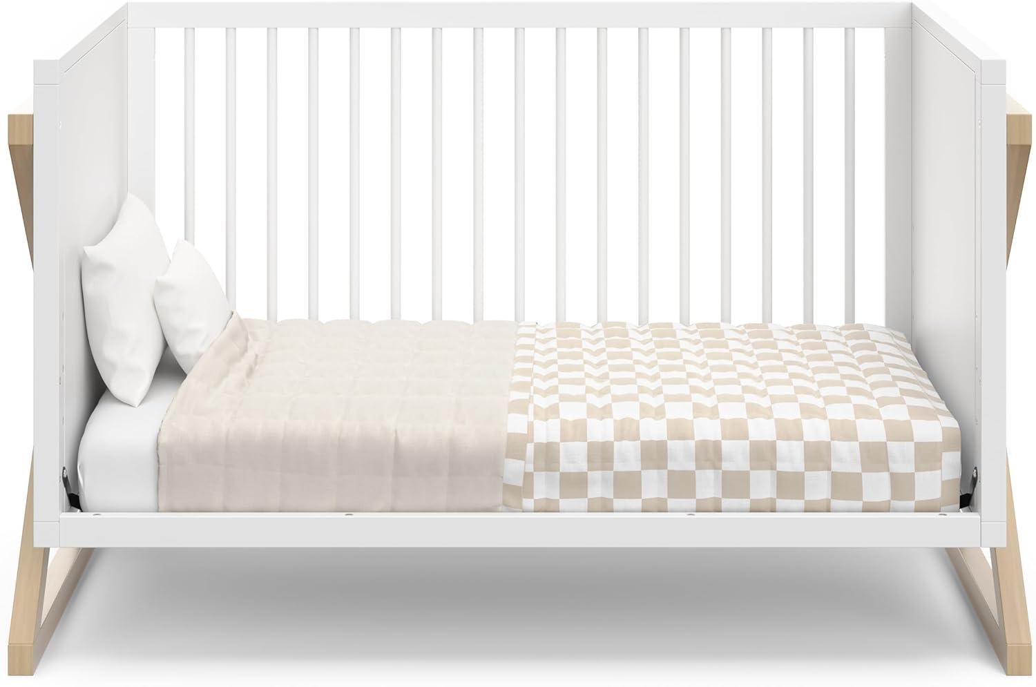 imageStorkcraft Equinox GrowwithMe Convertible Crib White ampamp Vintage Driftwood GREENGUARD Gold Certified Converts to Toddler Bed ampamp Daybed Fits Standard Crib MattressWhiteDriftwood