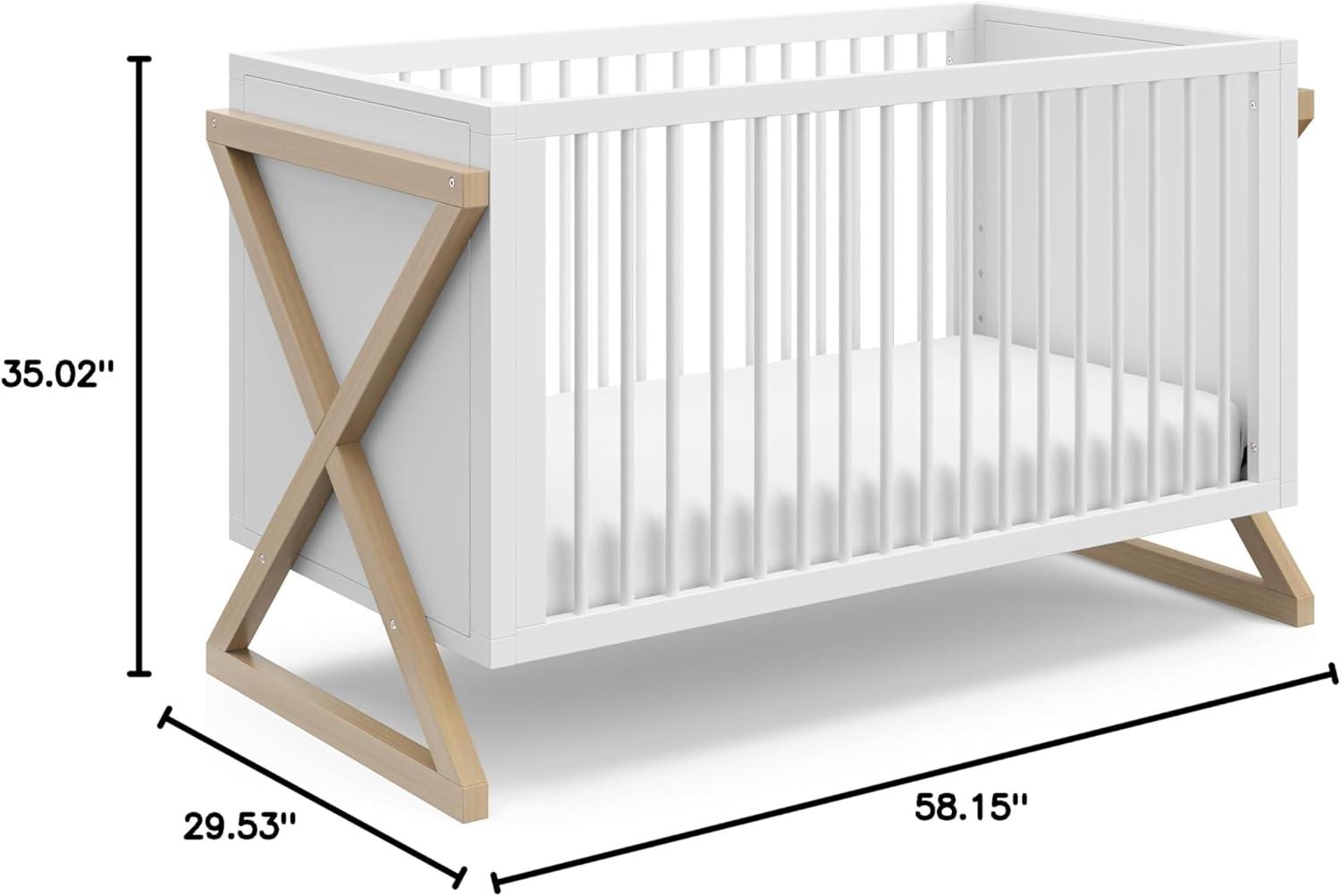 imageStorkcraft Equinox GrowwithMe Convertible Crib White ampamp Vintage Driftwood GREENGUARD Gold Certified Converts to Toddler Bed ampamp Daybed Fits Standard Crib MattressWhiteDriftwood