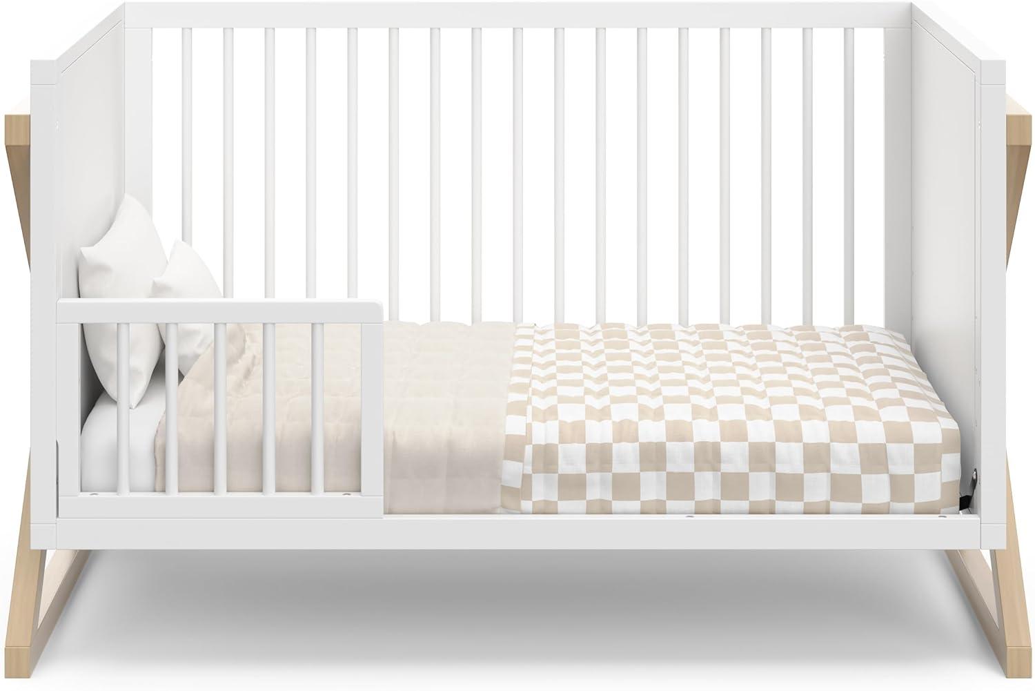 imageStorkcraft Equinox GrowwithMe Convertible Crib White ampamp Vintage Driftwood GREENGUARD Gold Certified Converts to Toddler Bed ampamp Daybed Fits Standard Crib MattressWhiteDriftwood