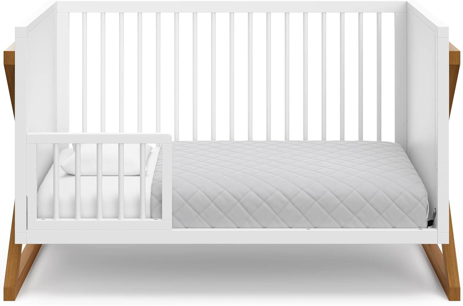 imageStorkcraft Equinox GrowwithMe Convertible Crib White ampamp Vintage Driftwood GREENGUARD Gold Certified Converts to Toddler Bed ampamp Daybed Fits Standard Crib MattressWhiteVintage Driftwood