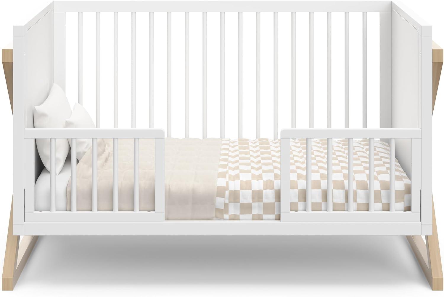 imageStorkcraft Equinox GrowwithMe Convertible Crib White ampamp Vintage Driftwood GREENGUARD Gold Certified Converts to Toddler Bed ampamp Daybed Fits Standard Crib MattressWhiteDriftwood