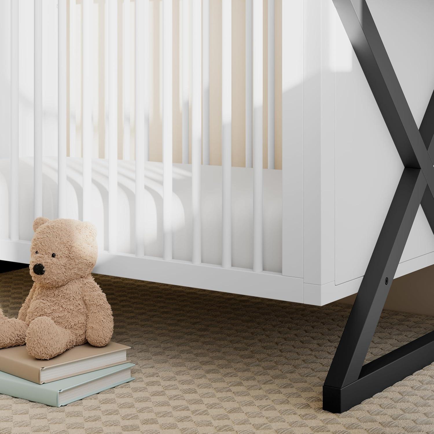 imageStorkcraft Equinox GrowwithMe Convertible Crib White ampamp Vintage Driftwood GREENGUARD Gold Certified Converts to Toddler Bed ampamp Daybed Fits Standard Crib MattressWhiteGray