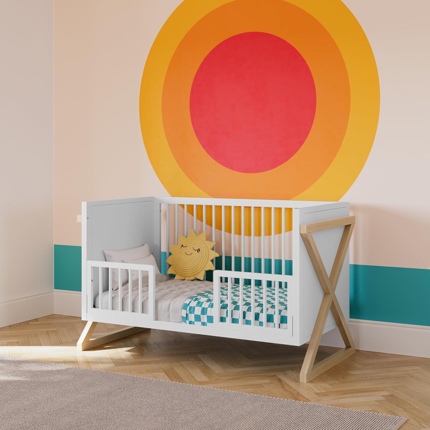 imageStorkcraft Equinox GrowwithMe Convertible Crib White ampamp Vintage Driftwood GREENGUARD Gold Certified Converts to Toddler Bed ampamp Daybed Fits Standard Crib MattressWhiteDriftwood