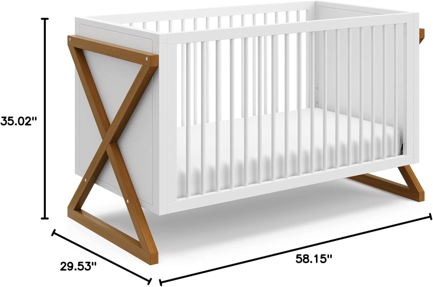 imageStorkcraft Equinox GrowwithMe Convertible Crib White ampamp Vintage Driftwood GREENGUARD Gold Certified Converts to Toddler Bed ampamp Daybed Fits Standard Crib MattressWhiteVintage Driftwood