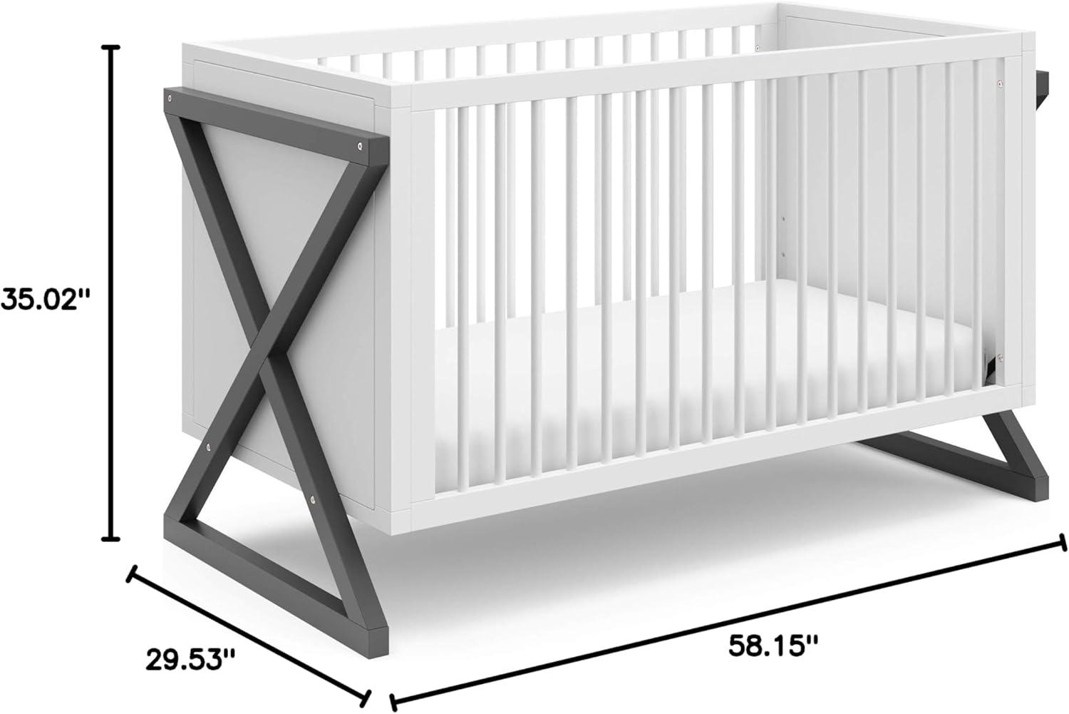 imageStorkcraft Equinox GrowwithMe Convertible Crib White ampamp Vintage Driftwood GREENGUARD Gold Certified Converts to Toddler Bed ampamp Daybed Fits Standard Crib MattressWhiteGray