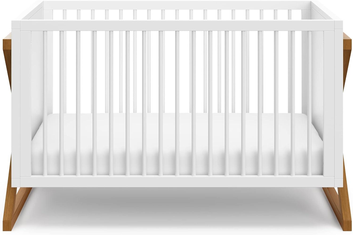 imageStorkcraft Equinox GrowwithMe Convertible Crib White ampamp Vintage Driftwood GREENGUARD Gold Certified Converts to Toddler Bed ampamp Daybed Fits Standard Crib MattressWhiteVintage Driftwood