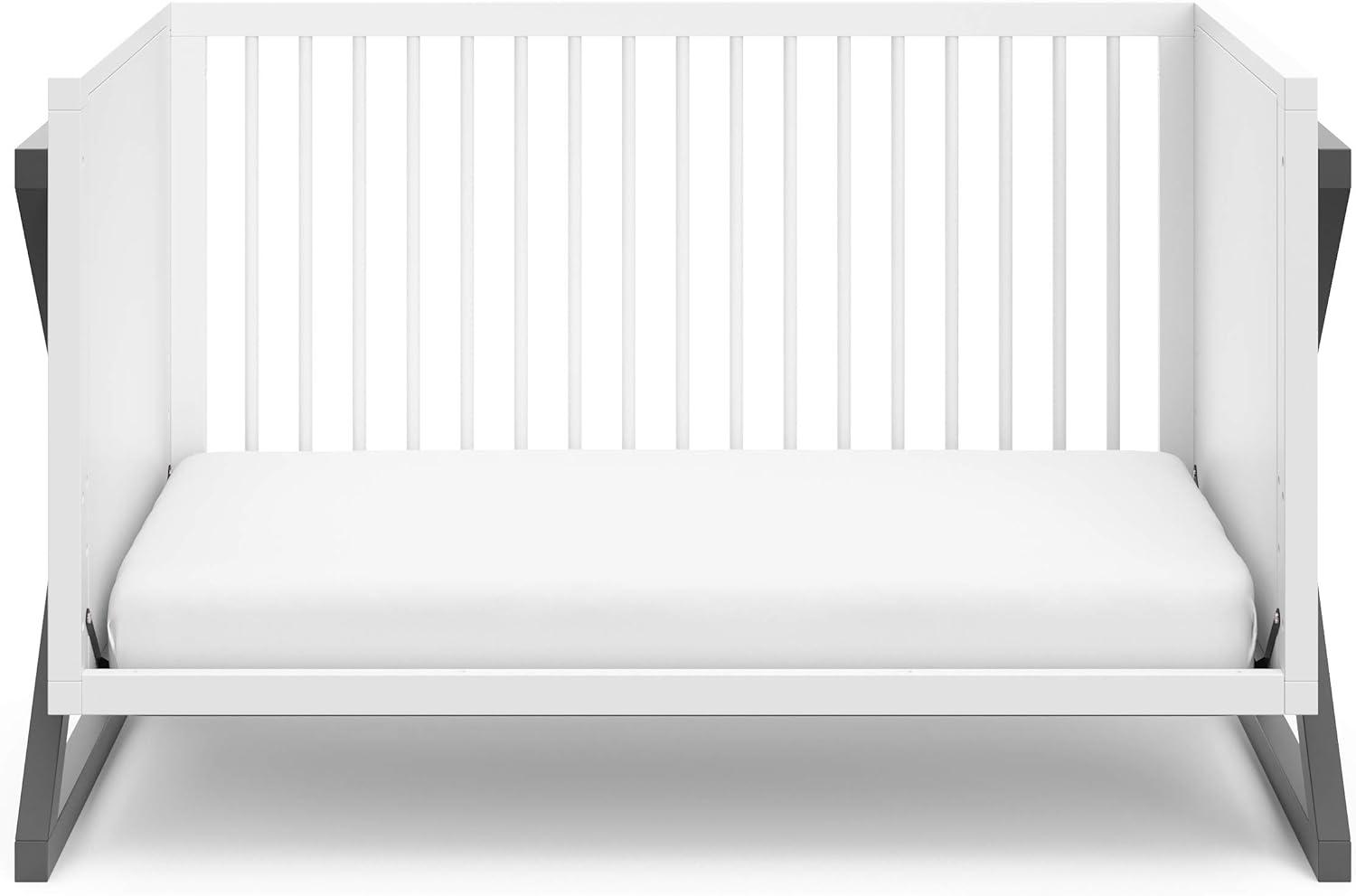 imageStorkcraft Equinox GrowwithMe Convertible Crib White ampamp Vintage Driftwood GREENGUARD Gold Certified Converts to Toddler Bed ampamp Daybed Fits Standard Crib MattressWhiteGray