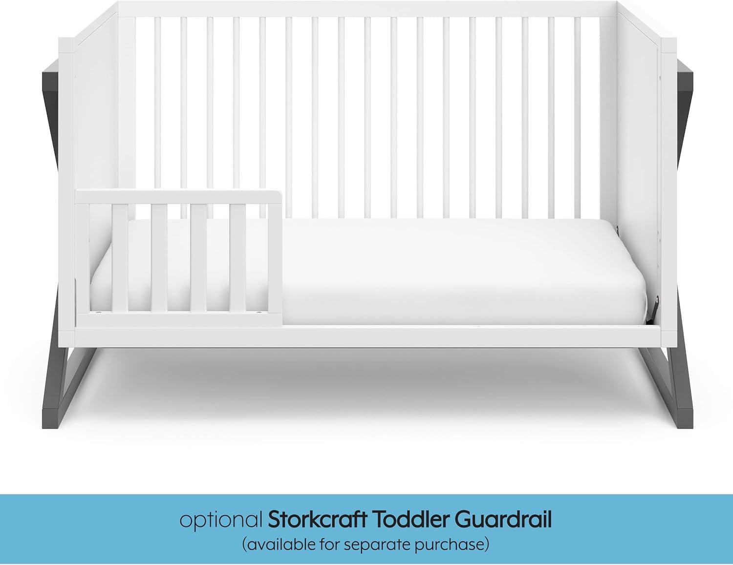 imageStorkcraft Equinox GrowwithMe Convertible Crib White ampamp Vintage Driftwood GREENGUARD Gold Certified Converts to Toddler Bed ampamp Daybed Fits Standard Crib MattressWhiteGray