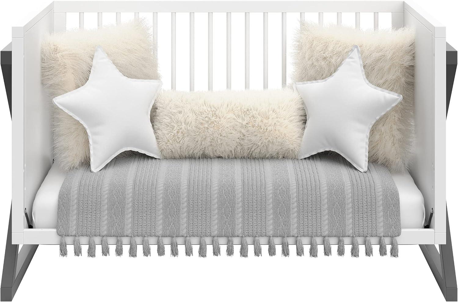 imageStorkcraft Equinox GrowwithMe Convertible Crib White ampamp Vintage Driftwood GREENGUARD Gold Certified Converts to Toddler Bed ampamp Daybed Fits Standard Crib MattressWhiteGray