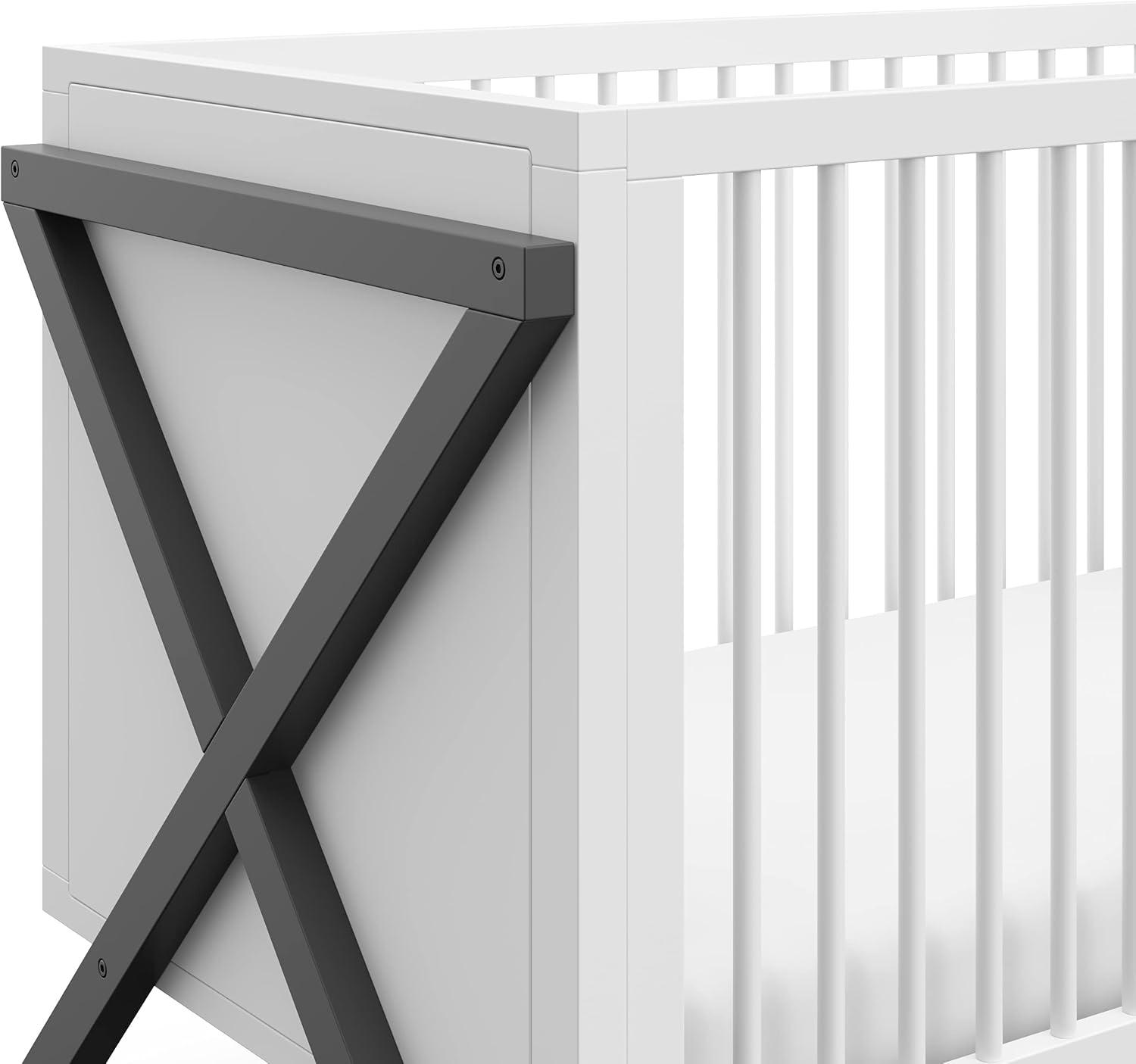 imageStorkcraft Equinox GrowwithMe Convertible Crib White ampamp Vintage Driftwood GREENGUARD Gold Certified Converts to Toddler Bed ampamp Daybed Fits Standard Crib MattressWhiteGray