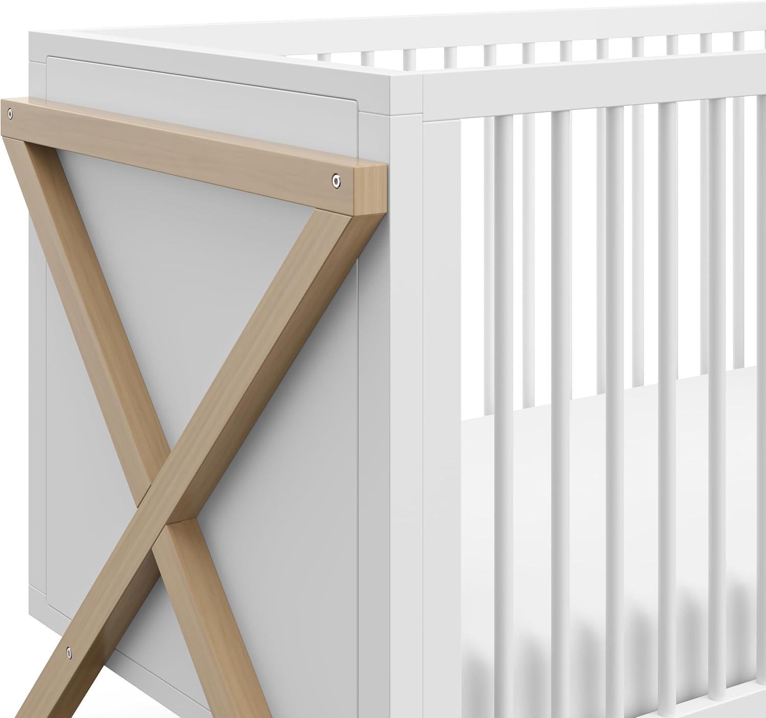 imageStorkcraft Equinox GrowwithMe Convertible Crib White ampamp Vintage Driftwood GREENGUARD Gold Certified Converts to Toddler Bed ampamp Daybed Fits Standard Crib MattressWhiteDriftwood