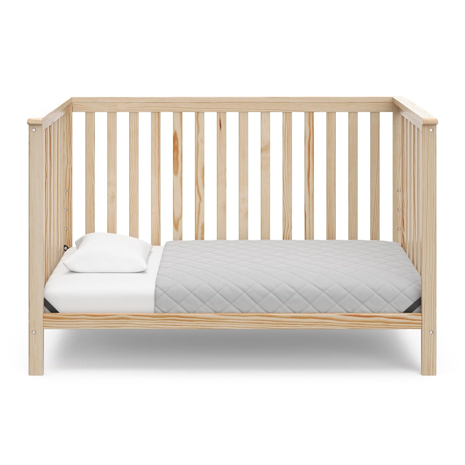 imageStorkcraft Hillcrest 4in1 Convertible Crib Natural Converts to Daybed Toddler Bed and FullSize Bed Fits Standard FullSize Crib Mattress Adjustable Mattress Support BaseNatural