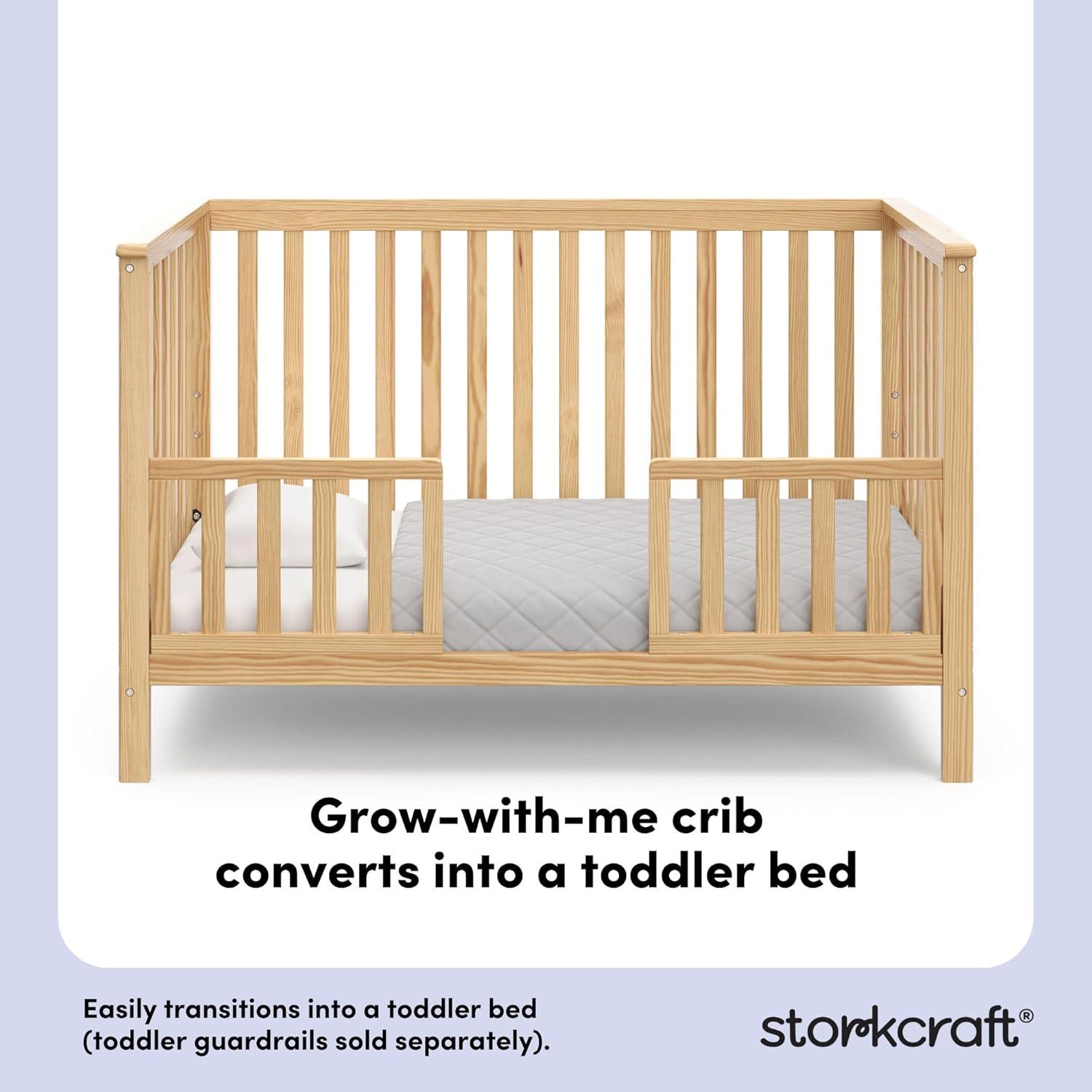 imageStorkcraft Hillcrest 4in1 Convertible Crib Natural Converts to Daybed Toddler Bed and FullSize Bed Fits Standard FullSize Crib Mattress Adjustable Mattress Support BaseNatural