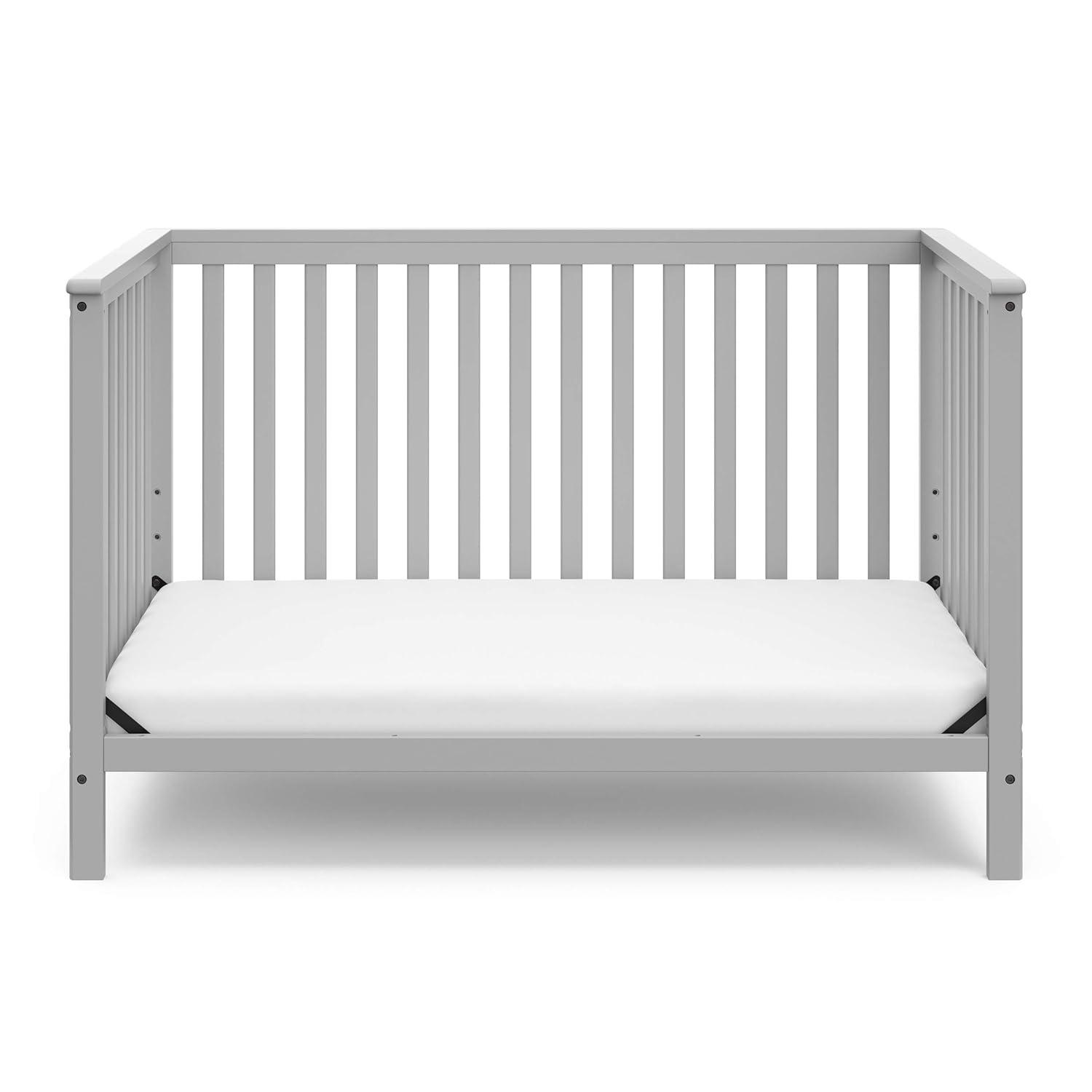imageStorkcraft Hillcrest 4in1 Convertible Crib Natural Converts to Daybed Toddler Bed and FullSize Bed Fits Standard FullSize Crib Mattress Adjustable Mattress Support BasePebble Gray