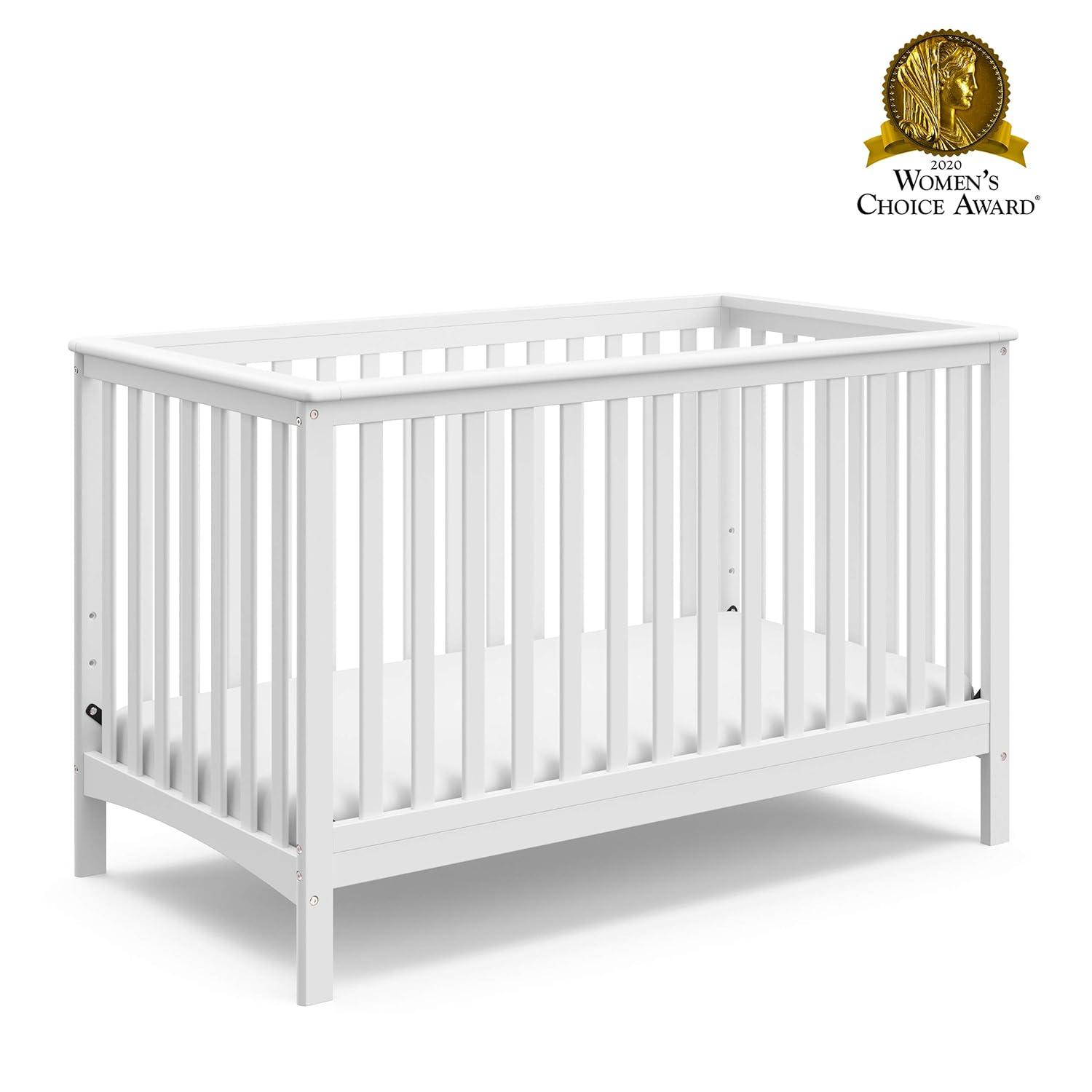 imageStorkcraft Hillcrest 4in1 Convertible Crib Natural Converts to Daybed Toddler Bed and FullSize Bed Fits Standard FullSize Crib Mattress Adjustable Mattress Support BaseWhite
