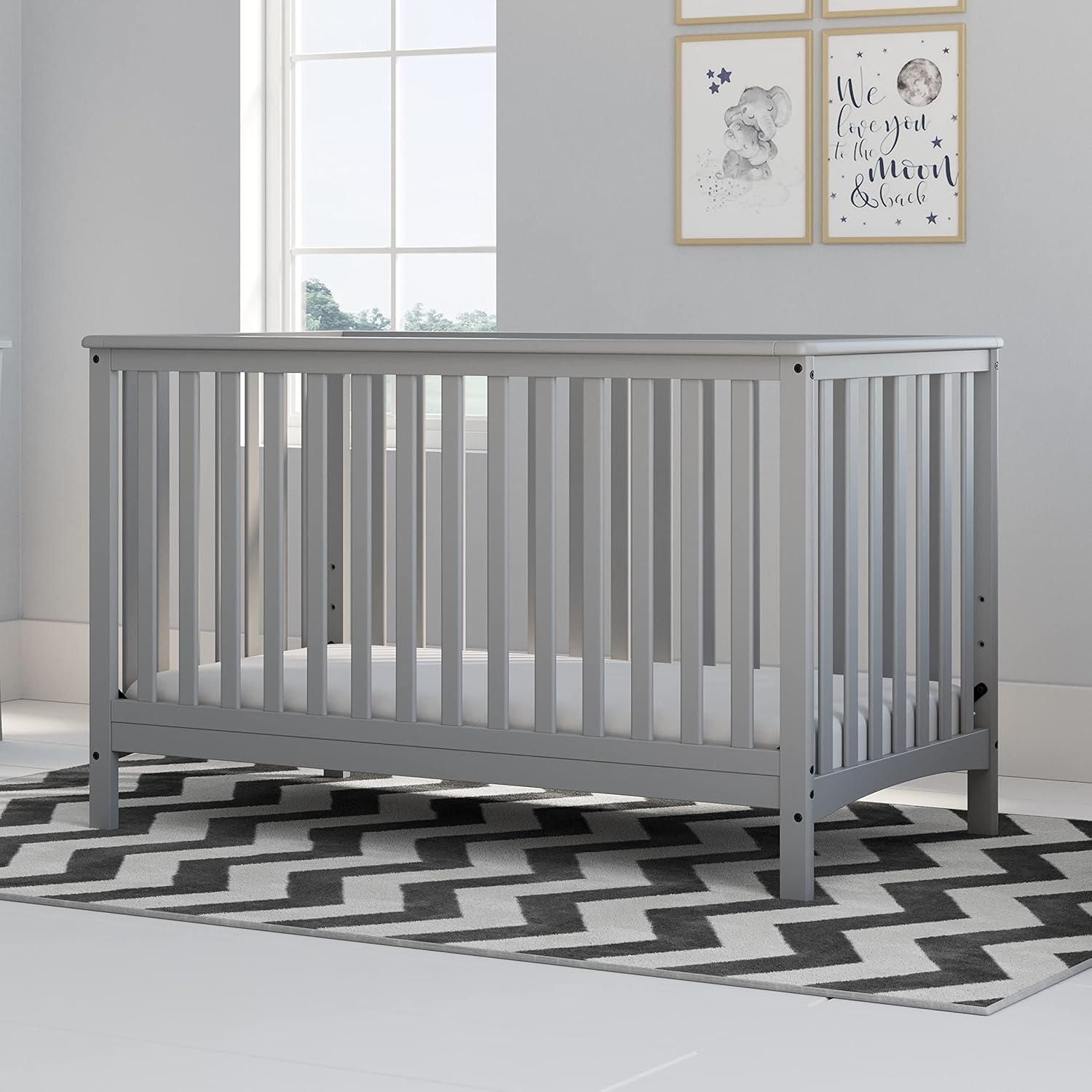 imageStorkcraft Hillcrest 4in1 Convertible Crib Natural Converts to Daybed Toddler Bed and FullSize Bed Fits Standard FullSize Crib Mattress Adjustable Mattress Support BasePebble Gray