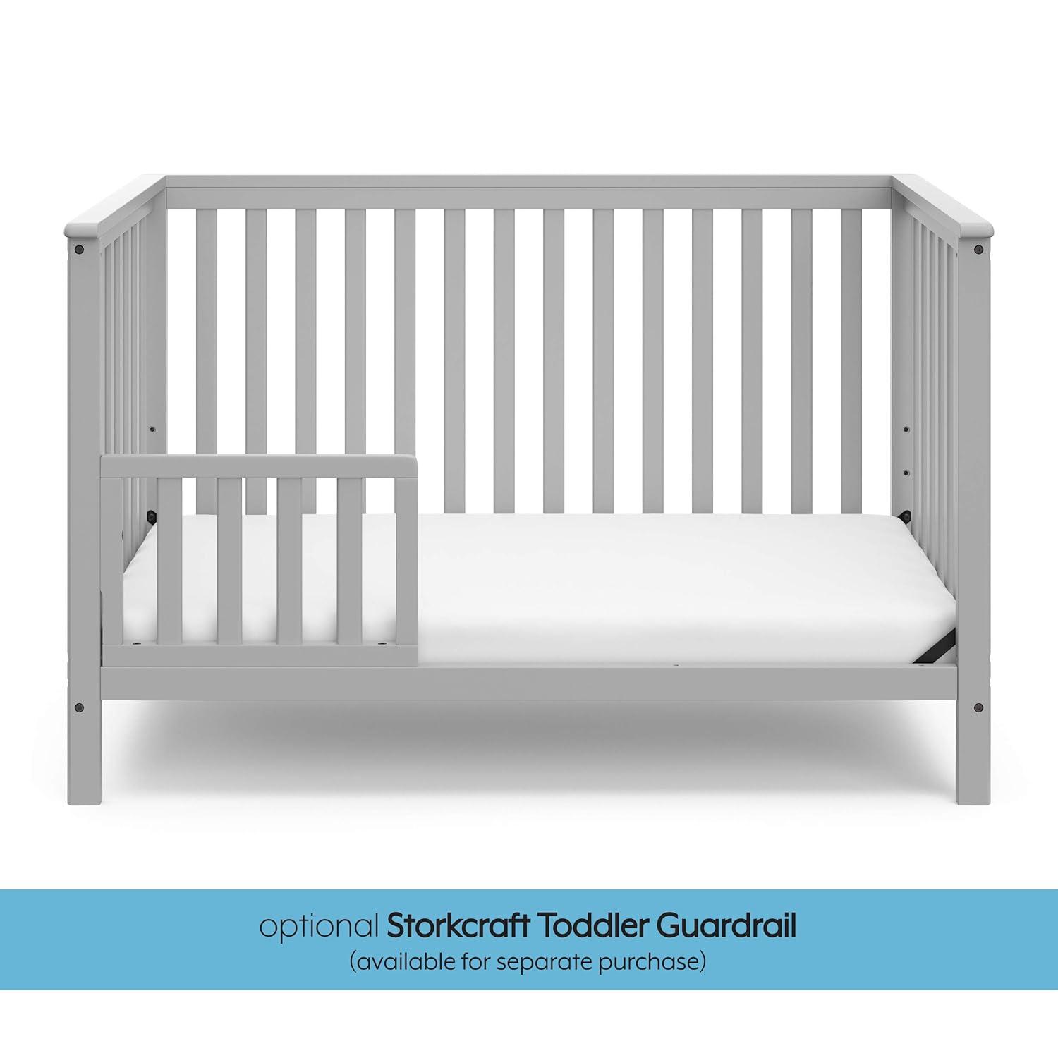 imageStorkcraft Hillcrest 4in1 Convertible Crib Natural Converts to Daybed Toddler Bed and FullSize Bed Fits Standard FullSize Crib Mattress Adjustable Mattress Support BasePebble Gray