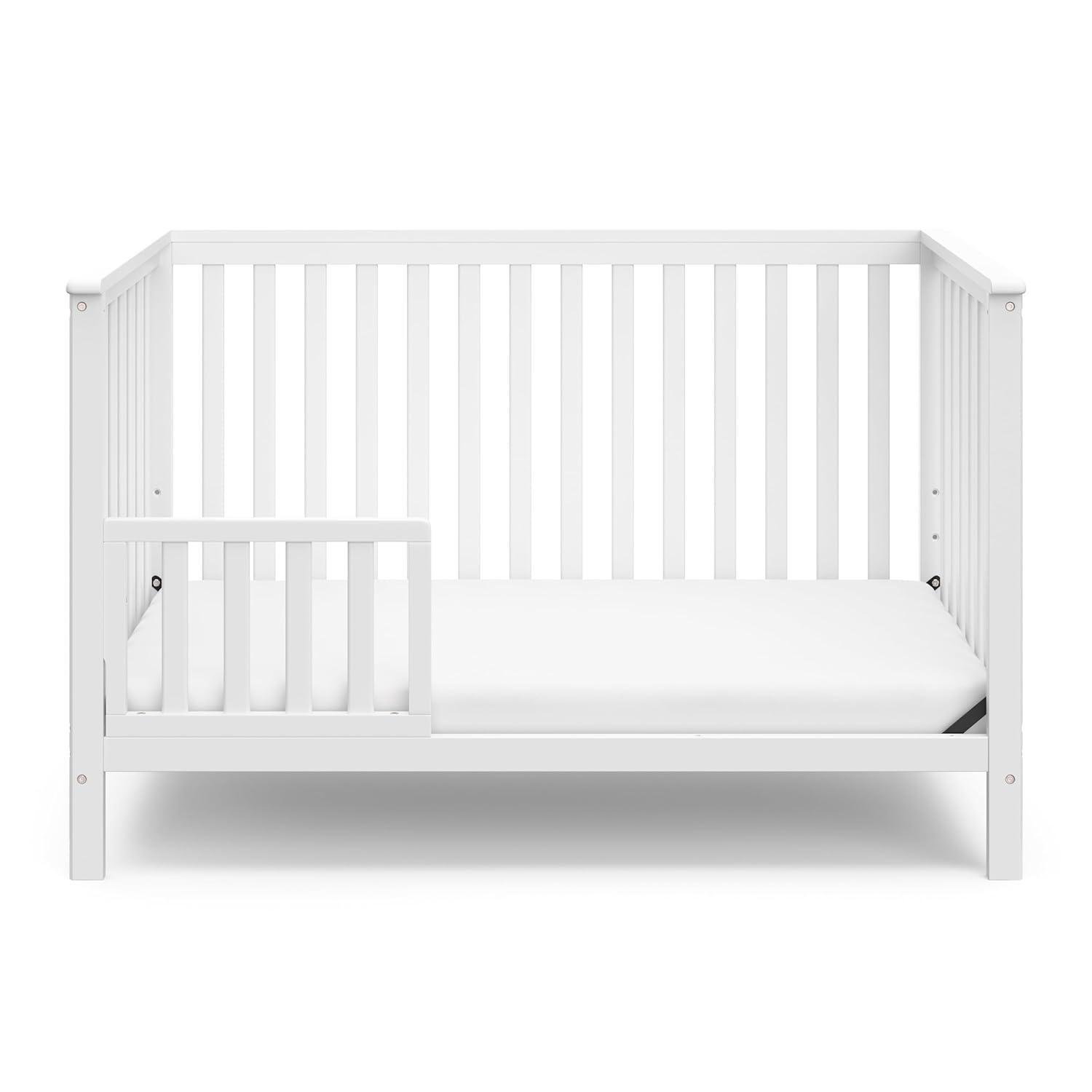 imageStorkcraft Hillcrest 4in1 Convertible Crib Natural Converts to Daybed Toddler Bed and FullSize Bed Fits Standard FullSize Crib Mattress Adjustable Mattress Support BaseWhite