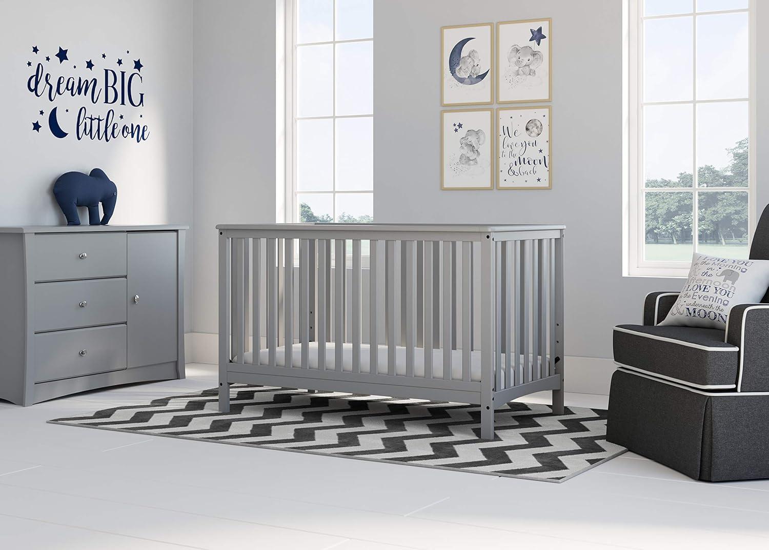imageStorkcraft Hillcrest 4in1 Convertible Crib Natural Converts to Daybed Toddler Bed and FullSize Bed Fits Standard FullSize Crib Mattress Adjustable Mattress Support BasePebble Gray