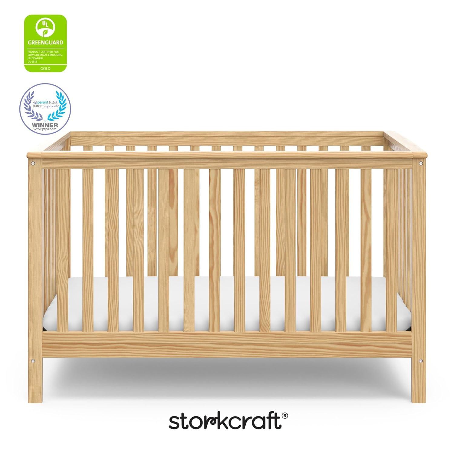 imageStorkcraft Hillcrest 4in1 Convertible Crib Natural Converts to Daybed Toddler Bed and FullSize Bed Fits Standard FullSize Crib Mattress Adjustable Mattress Support BaseNatural
