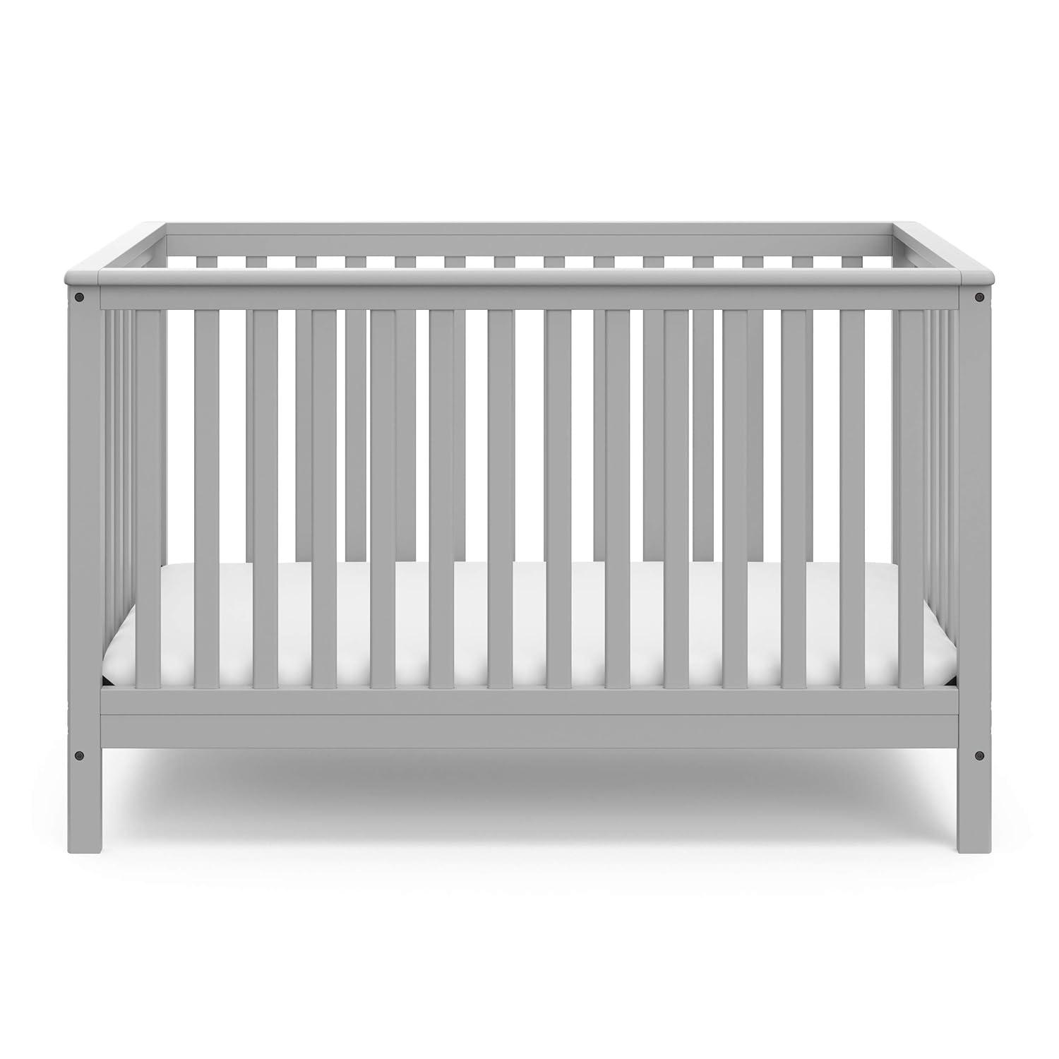 imageStorkcraft Hillcrest 4in1 Convertible Crib Natural Converts to Daybed Toddler Bed and FullSize Bed Fits Standard FullSize Crib Mattress Adjustable Mattress Support BasePebble Gray