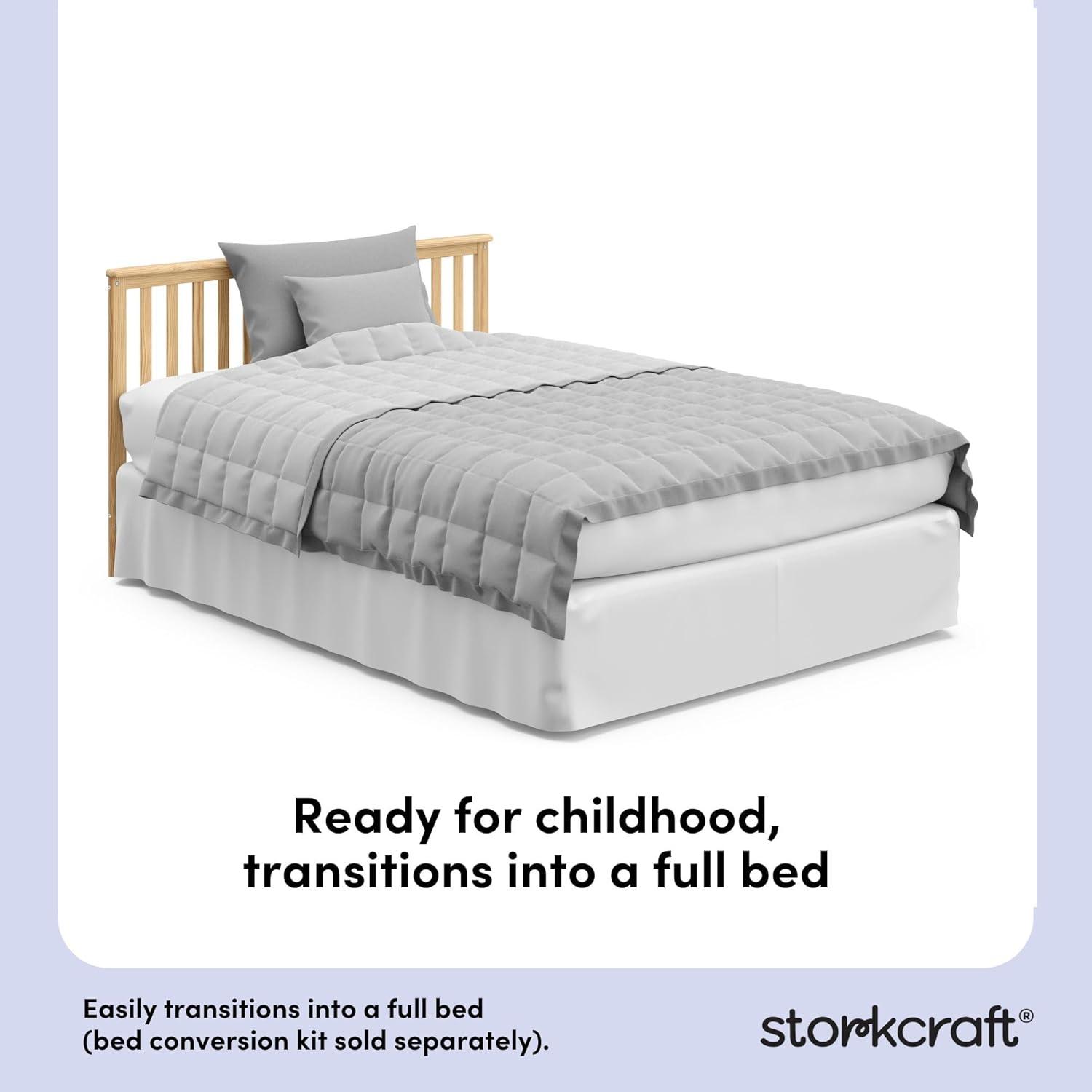imageStorkcraft Hillcrest 4in1 Convertible Crib Natural Converts to Daybed Toddler Bed and FullSize Bed Fits Standard FullSize Crib Mattress Adjustable Mattress Support BaseNatural