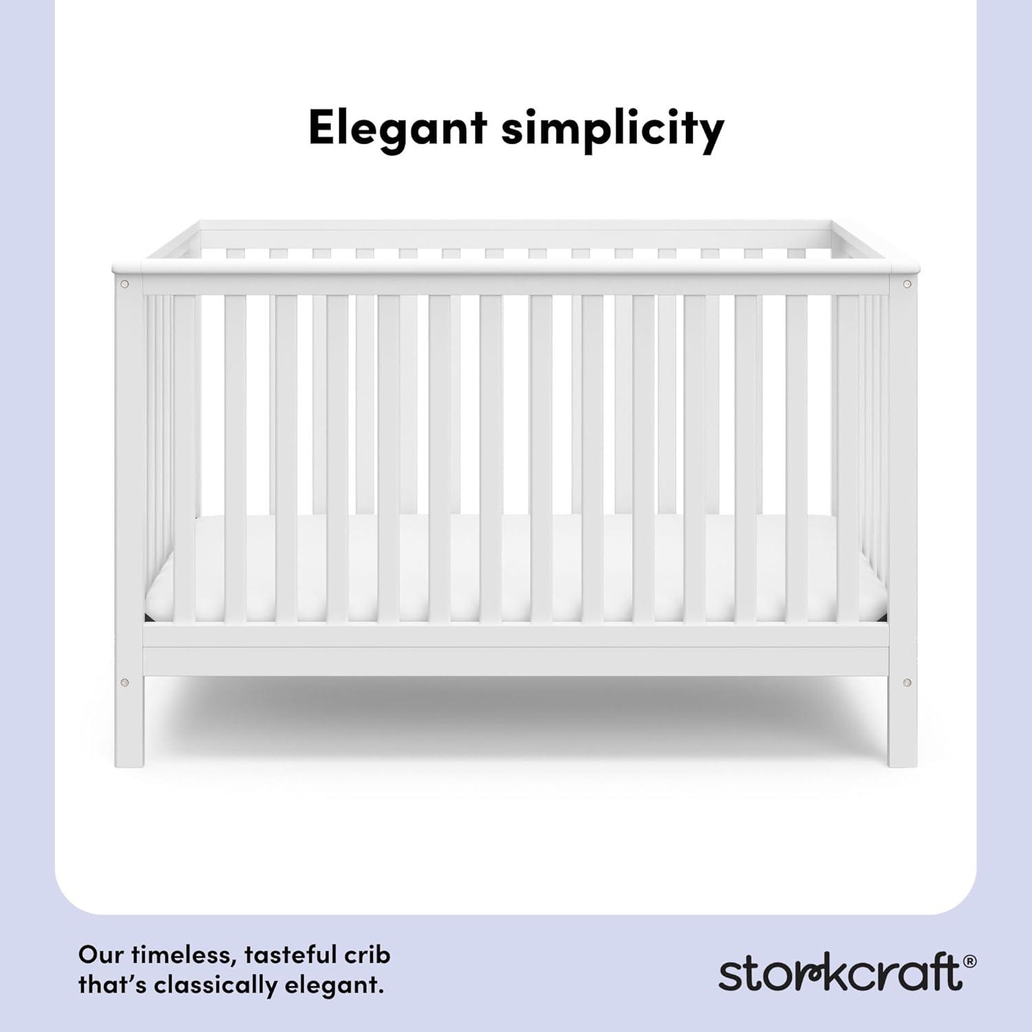 imageStorkcraft Hillcrest 4in1 Convertible Crib Natural Converts to Daybed Toddler Bed and FullSize Bed Fits Standard FullSize Crib Mattress Adjustable Mattress Support BaseWhite