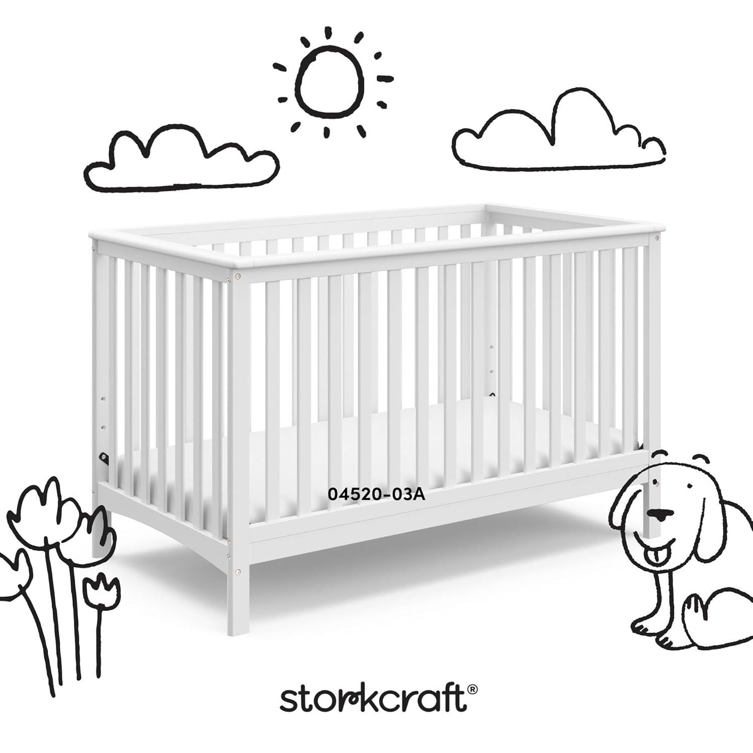 imageStorkcraft Hillcrest 4in1 Convertible Crib Natural Converts to Daybed Toddler Bed and FullSize Bed Fits Standard FullSize Crib Mattress Adjustable Mattress Support BaseWhite
