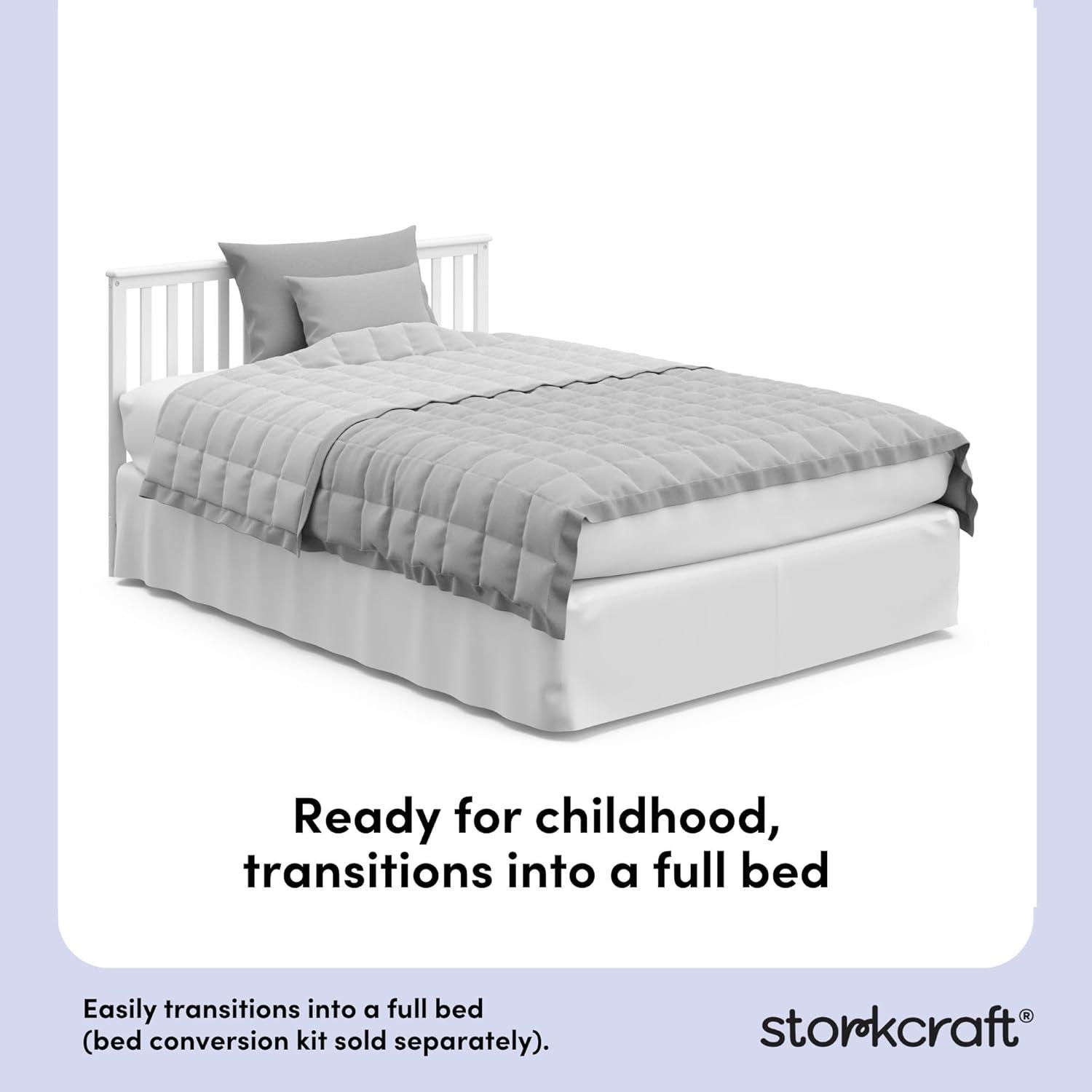 imageStorkcraft Hillcrest 4in1 Convertible Crib Natural Converts to Daybed Toddler Bed and FullSize Bed Fits Standard FullSize Crib Mattress Adjustable Mattress Support BaseWhite