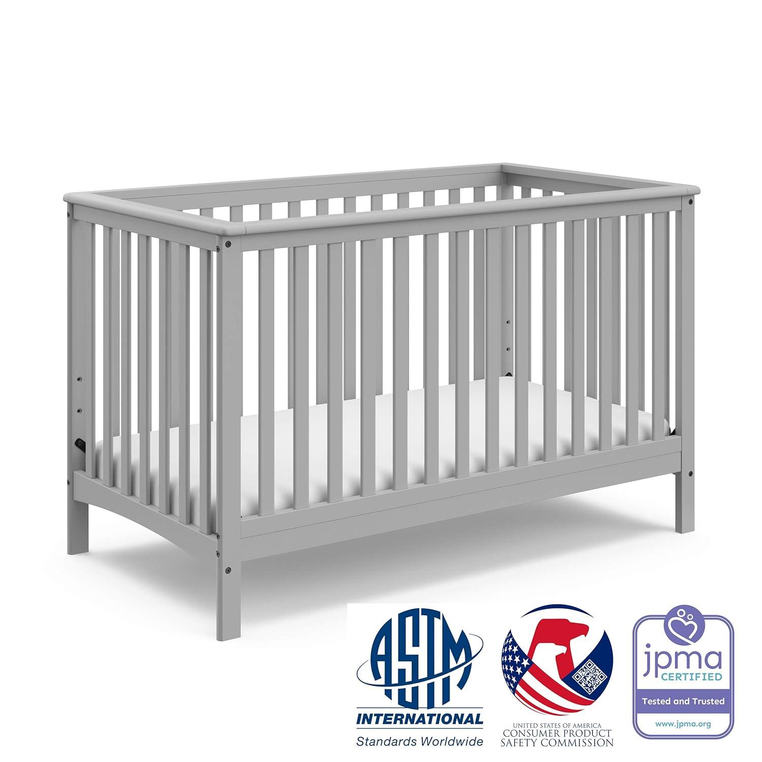 imageStorkcraft Hillcrest 4in1 Convertible Crib Natural Converts to Daybed Toddler Bed and FullSize Bed Fits Standard FullSize Crib Mattress Adjustable Mattress Support BasePebble Gray
