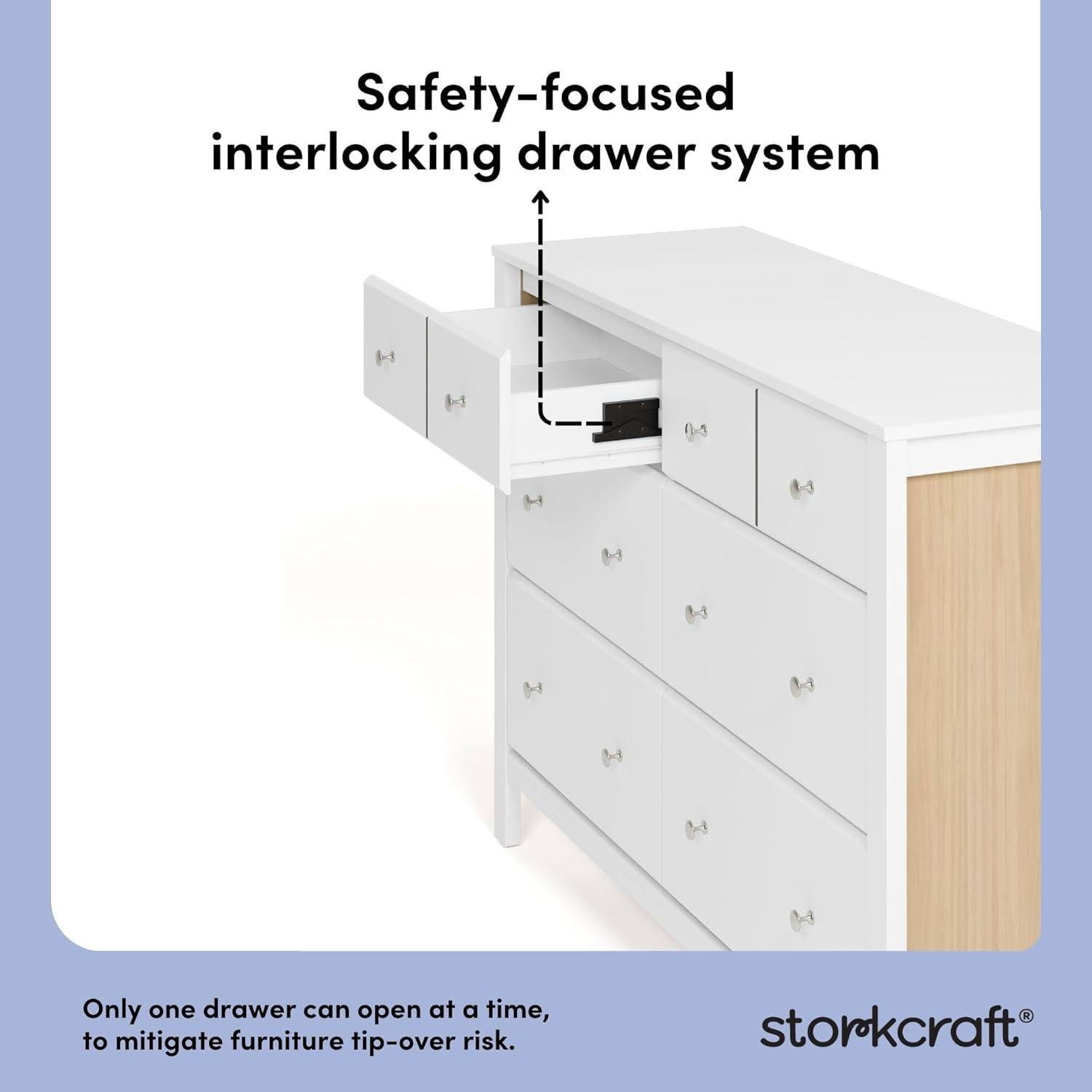 imageStorkcraft Horizon 3 Drawer Chest with Changing Topper White GREENGUARD Gold Certified Includes Removable Changing Table Topper Chest of Drawers for Nursery ampamp Kids BedroomWhite With Driftwood