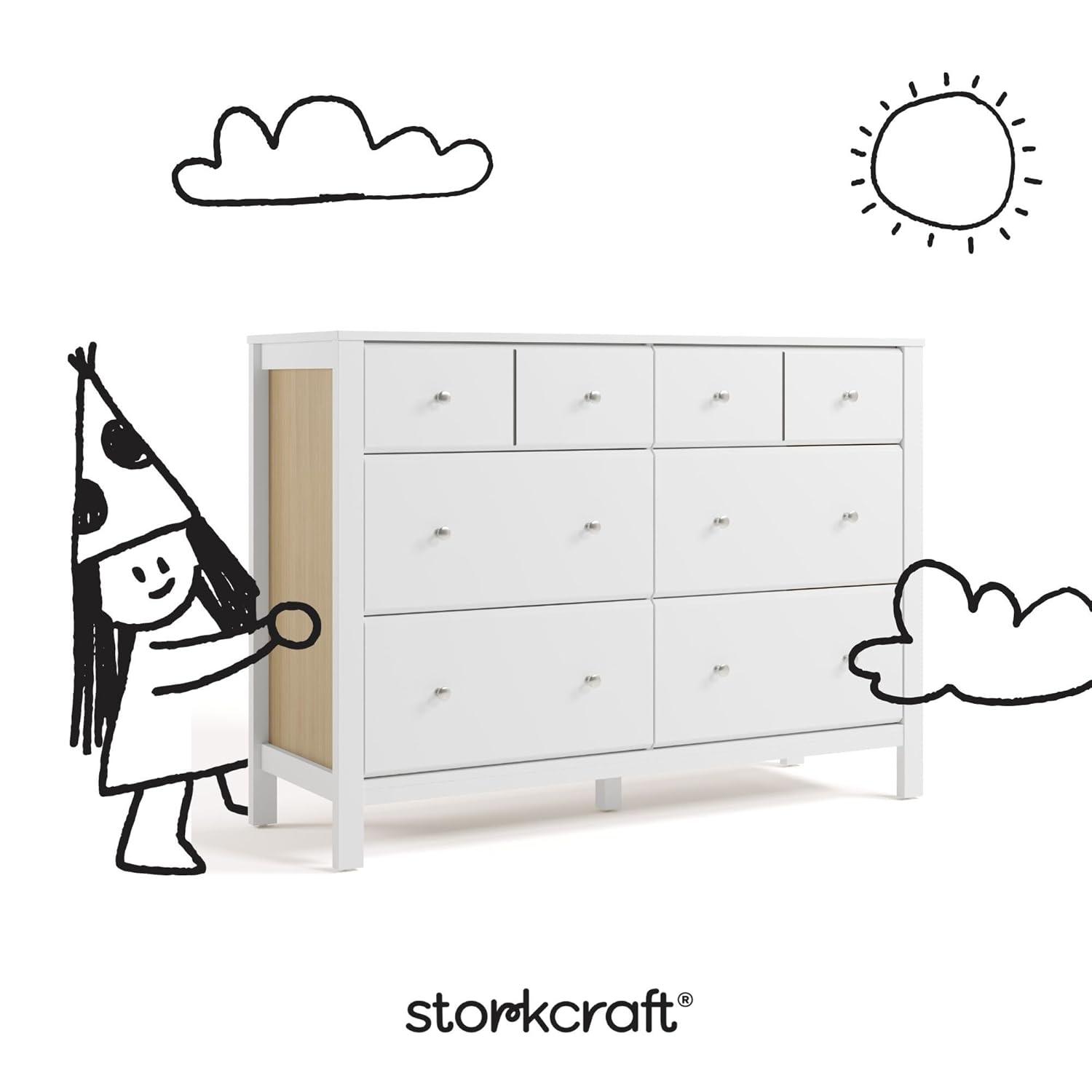 imageStorkcraft Horizon 3 Drawer Chest with Changing Topper White GREENGUARD Gold Certified Includes Removable Changing Table Topper Chest of Drawers for Nursery ampamp Kids BedroomWhite With Driftwood
