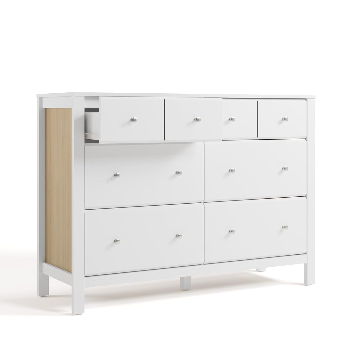 imageStorkcraft Horizon 3 Drawer Chest with Changing Topper White GREENGUARD Gold Certified Includes Removable Changing Table Topper Chest of Drawers for Nursery ampamp Kids BedroomWhite With Driftwood
