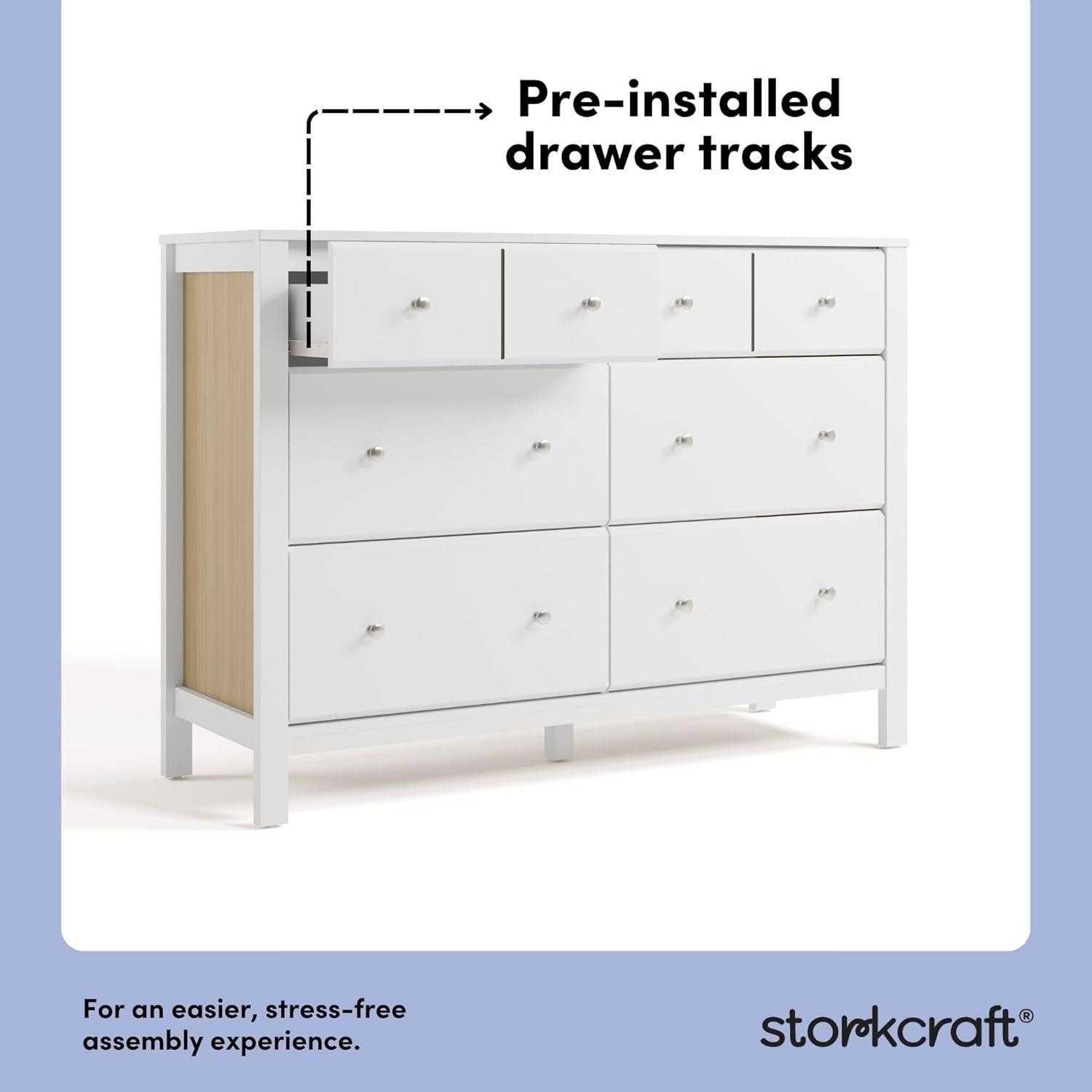 imageStorkcraft Horizon 3 Drawer Chest with Changing Topper White GREENGUARD Gold Certified Includes Removable Changing Table Topper Chest of Drawers for Nursery ampamp Kids BedroomWhite With Driftwood
